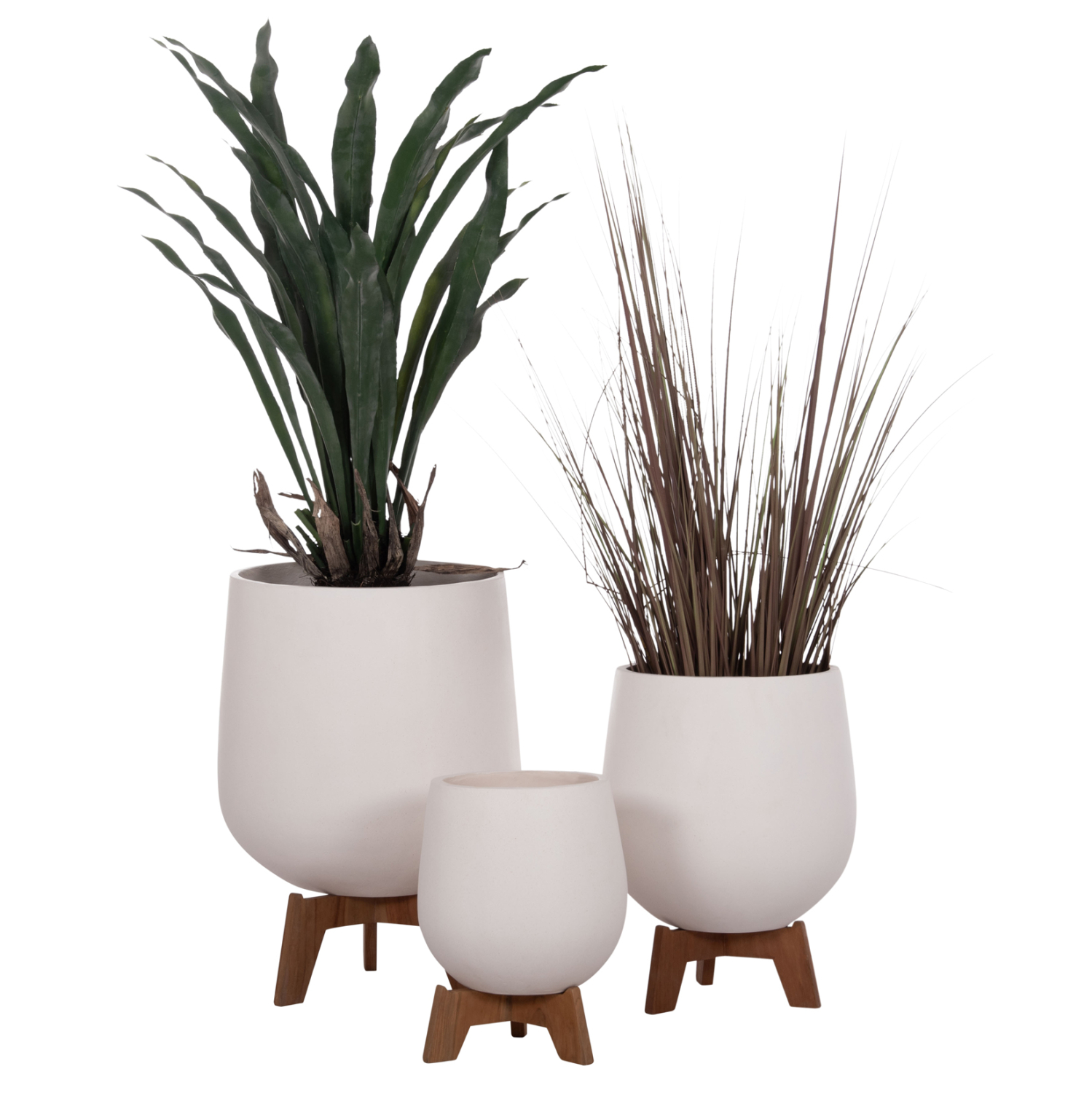 ΣΕΤ 3 ΓΛΑΣΤΡΕΣ ΜΕ TEAK ΒΑΣΕΙΣ TRYLL HM4681.02 FIBER CEMENT ΛΕΥΚΟ 1