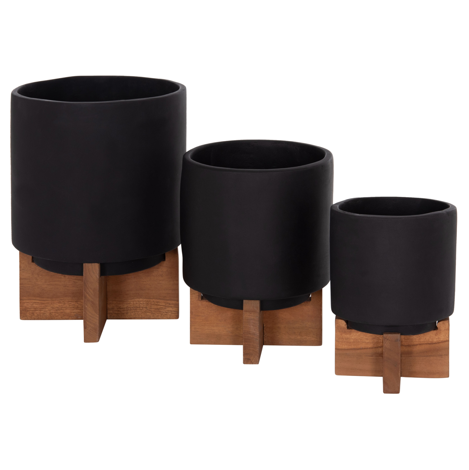 ΣΕΤ 3 ΓΛΑΣΤΡΕΣ ΜΕ TEAK ΒΑΣΕΙΣ TANTI HM4685.01 FIBER CEMENT ΣΕ ΜΑΥΡΟ ΧΡΩΜΑ 1