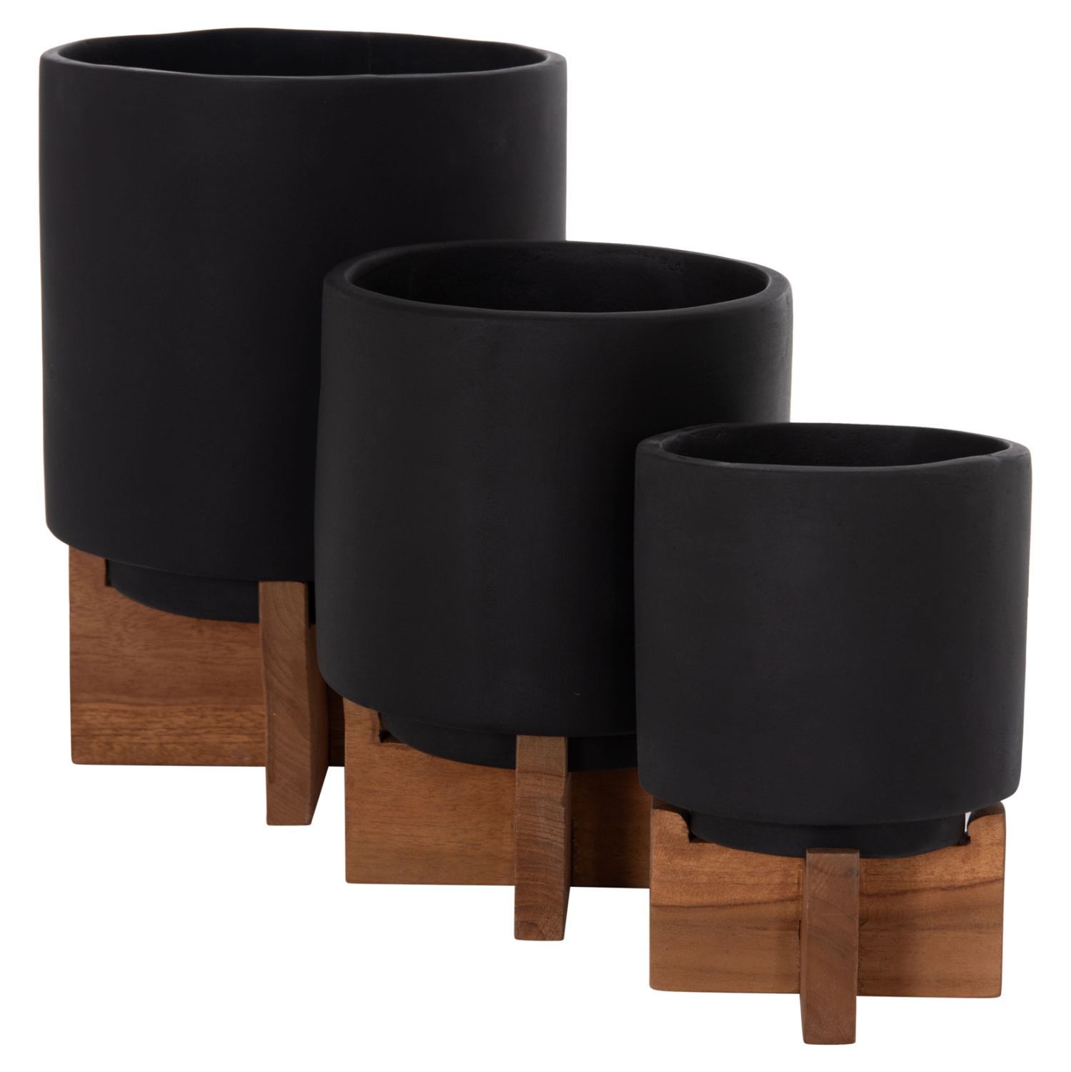 ΣΕΤ 3 ΓΛΑΣΤΡΕΣ ΜΕ TEAK ΒΑΣΕΙΣ TANTI HM4685.01 FIBER CEMENT ΣΕ ΜΑΥΡΟ ΧΡΩΜΑ 5