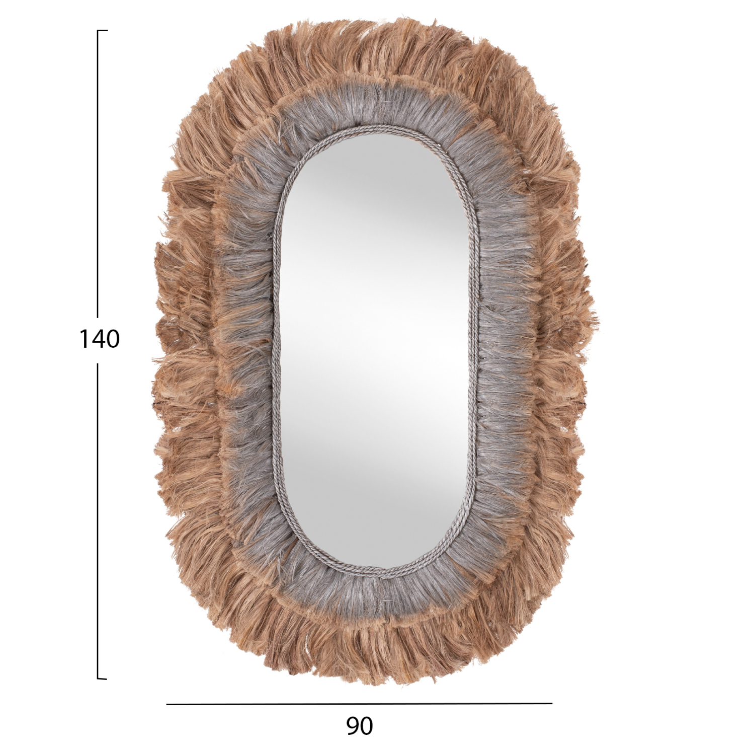 ΚΑΘΡΕΠΤΗΣ ΤΟΙΧΟΥ ΟΒΑΛ ΑΠΟ ΙΝΕΣ ΑΜΠΑΚΑ ΣΕ ΧΡΩΜΑ ΦΥΣΙΚΟ &amp; ΑΣΗΜΙ 90x5x140Yεκ.HM7738 2