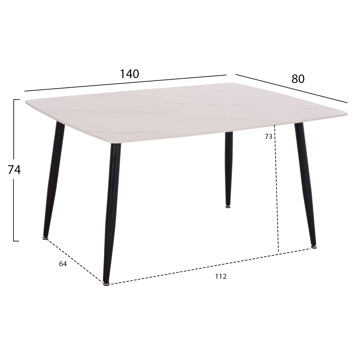 ΤΡΑΠΕΖΙ RAVEN HM18149.01 ΚΕΡΑΜΙΚΟ TOP ΜΕ ΟΨΗ ΛΕΥΚΟ ΜΑΡΜΑΡΟ 140x80x74Υεκ. 2