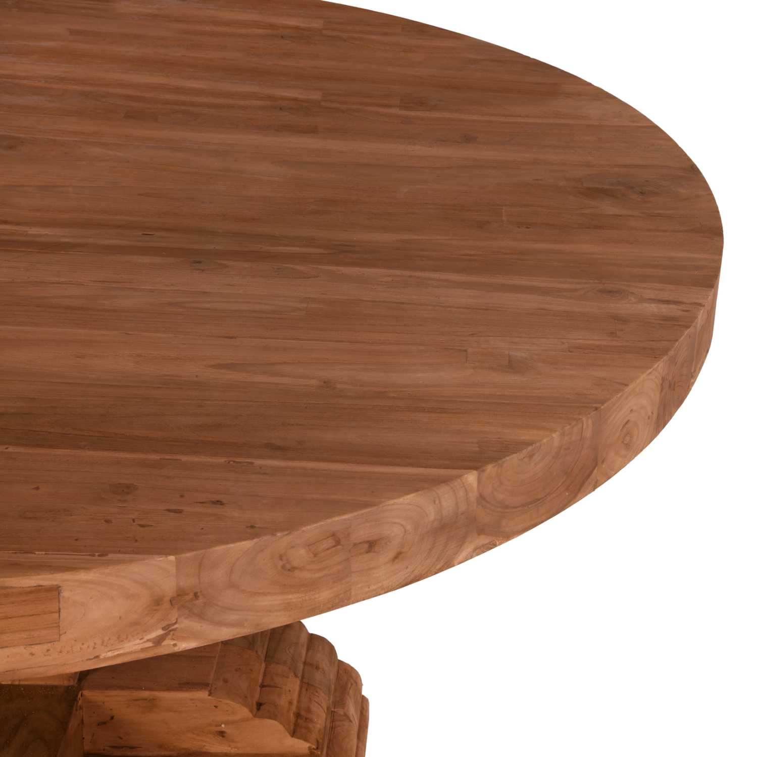 ΤΡΑΠΕΖΙ ΣΤΡΟΓΓΥΛΟ PROVENCE HM9642 ΑΝΑΚΥΚΛ. ΤΕΑΚ ΞΥΛΟ-8εκ ΕΠΙΦΑΝΕΙΑ Φ180x76Υεκ. 4