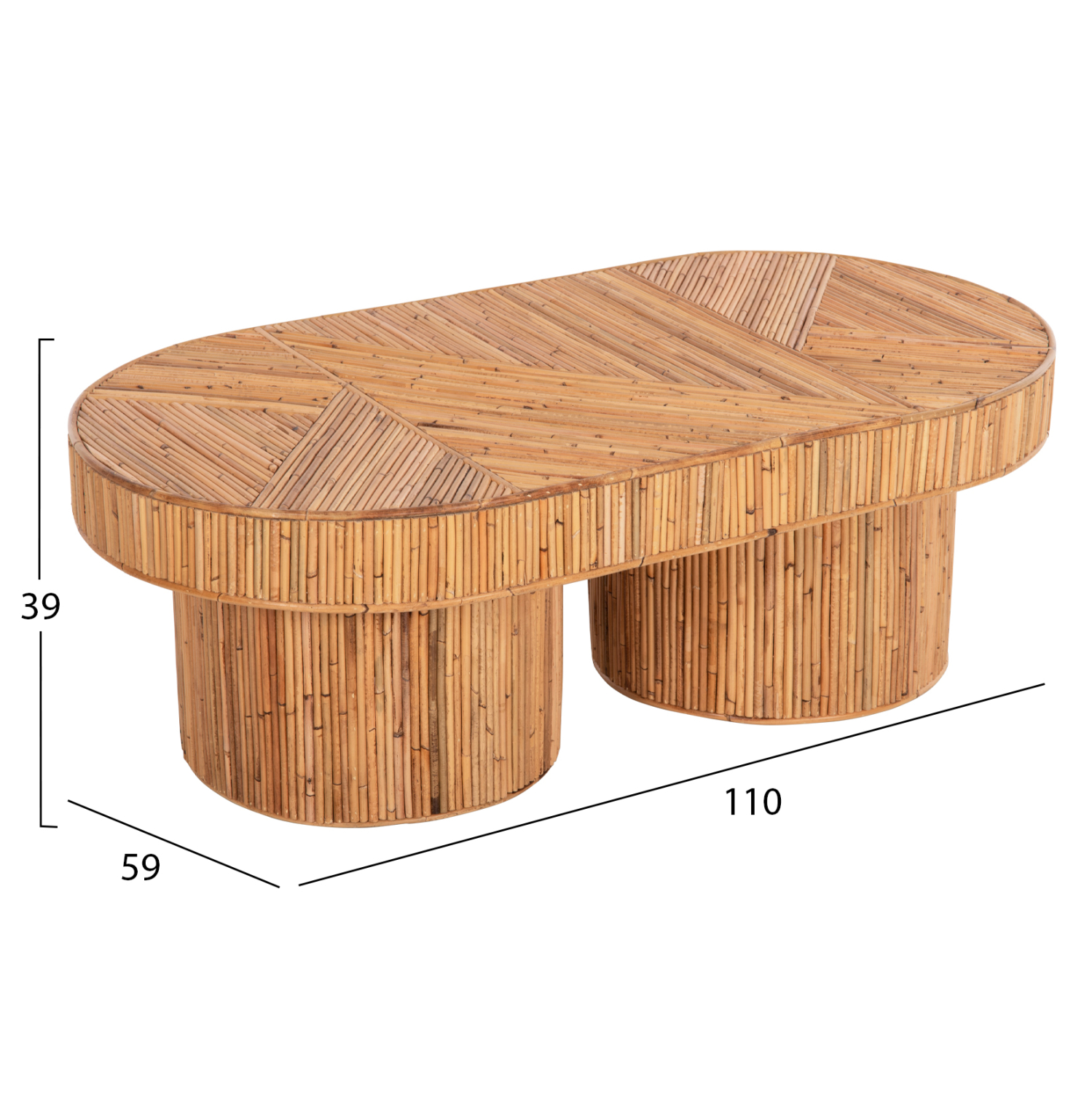 ΤΡΑΠΕΖΙ ΣΑΛΟΝΙΟΥ GATSBY ΟΒΑΛ TOP HM9870 RATTAN ΧΡΩΜΑ ΦΥΣΙΚΟ 110x59x39Υεκ. 2