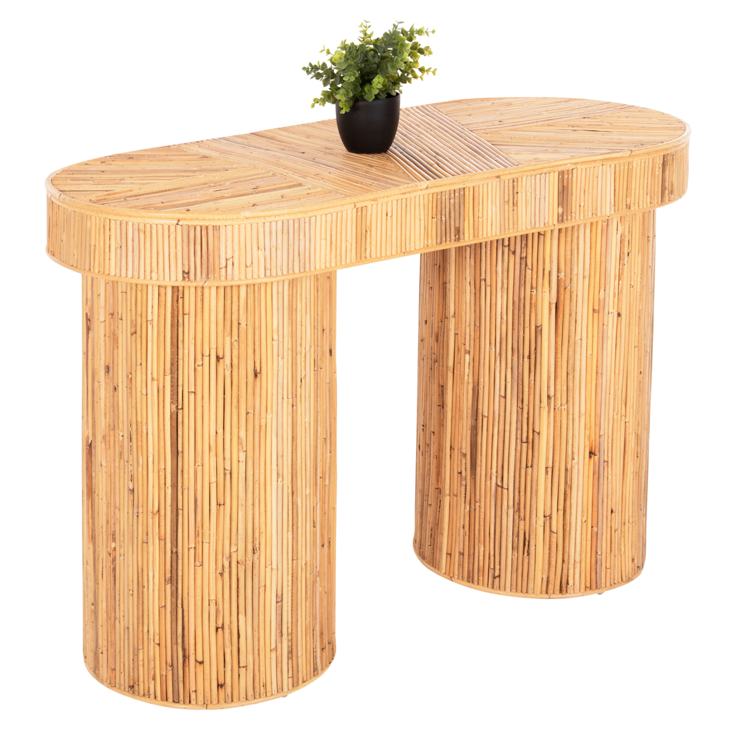 ΚΟΝΣΟΛΑ ΟΒΑΛ GATSBY HM9871 ΦΥΣΙΚΟ RATTAN ΣΕ ΦΥΣΙΚΟ ΧΡΩΜΑ 110x45x74,5Υεκ. 1