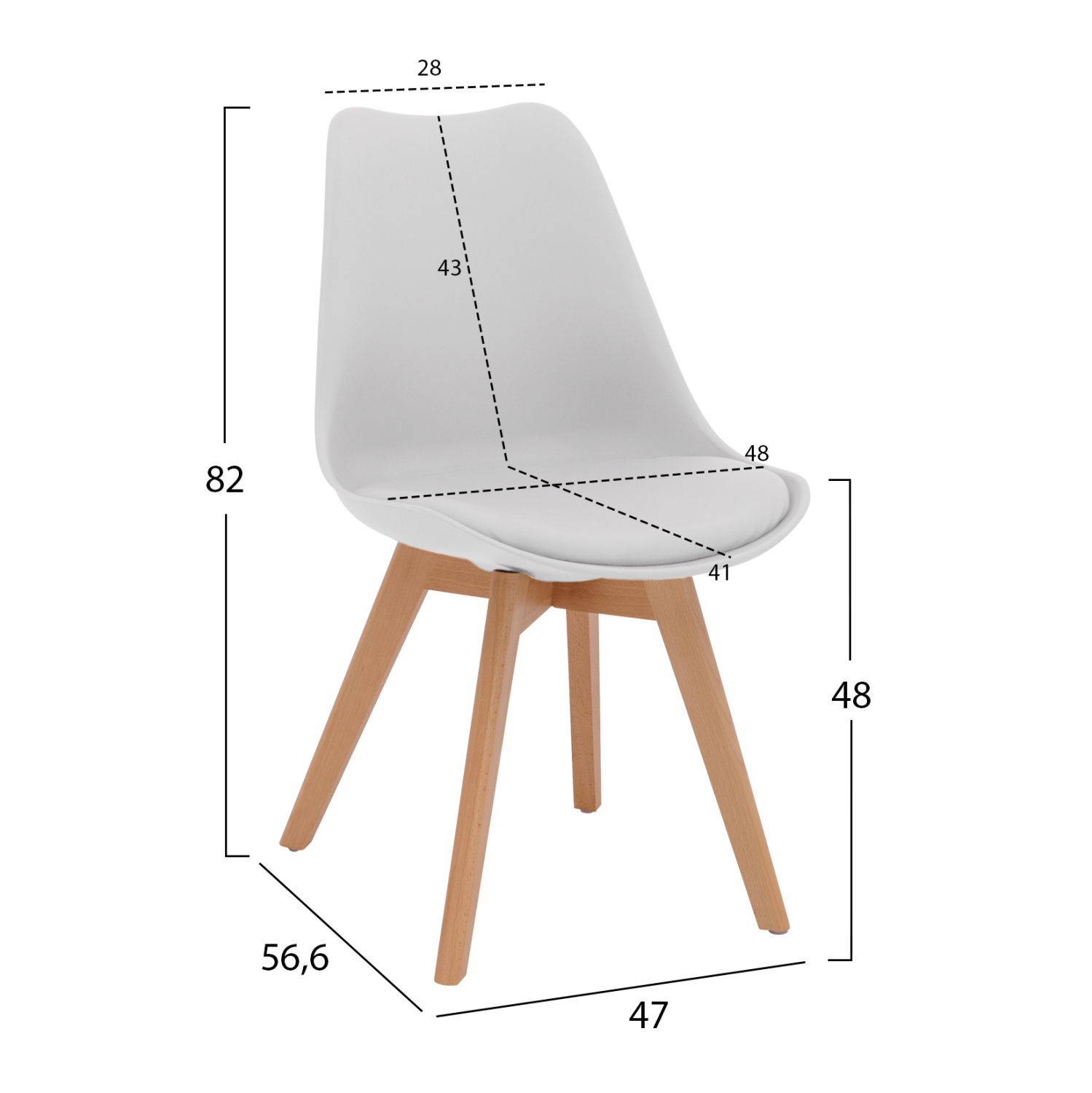 ΚΑΡΕΚΛΑ VEGAS HM0033.01 ΜΕ ΞΥΛΙΝΑ ΠΟΔΙΑ ΚΑΙ ΜΕ ΚΑΘΙΣΜΑ ΛΕΥΚΟ 47x56,6x82Υεκ. 2