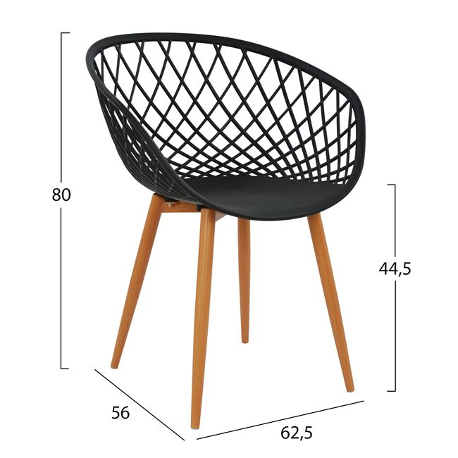ΠΟΛΥΘΡΟΝΑ ΠΟΛΥΠΡΟΠΥΛΕΝΙΟΥ ΜΑΥΡΗ ΜΕ ΜΕΤΑΛΛΙΚΑ ΠΟΔΙΑ ΑΠΟΜΙΜΗΣΗ ΞΥΛΟΥ ARIADNE HM8001.02 62,5x56x80 εκ. 2