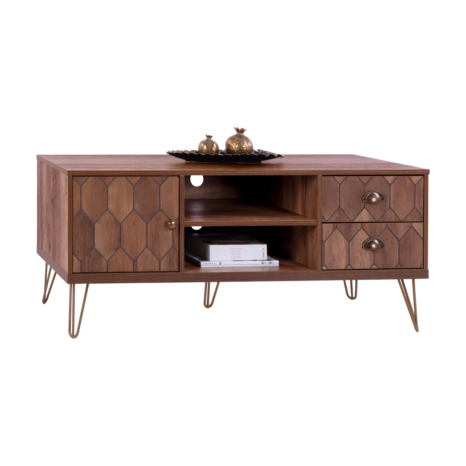 ΕΠΙΠΛΟ TV PHILIPPA HM8674 ΣΕ ΚΑΡΥΔΙ ΑΠΟΧΡΩΣΗ ΜΕ ΧΡΥΣΟ 130x39,5x51Y εκ. 1