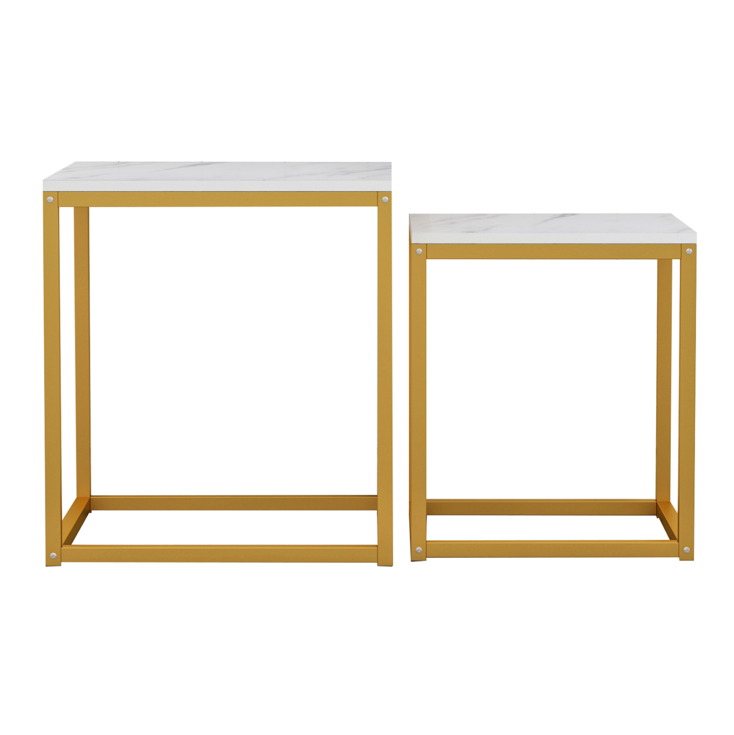 ΖΙΓΚΟΝ GRELAY 2 ΤΕΜ MDF ΟΨΗ ΜΑΡΜΑΡΟΥ &amp; ΜΕΤΑΛΛΟ HM8762.11 45Χ45Χ50εκ. &amp; 37Χ37Χ43 εκ. 3