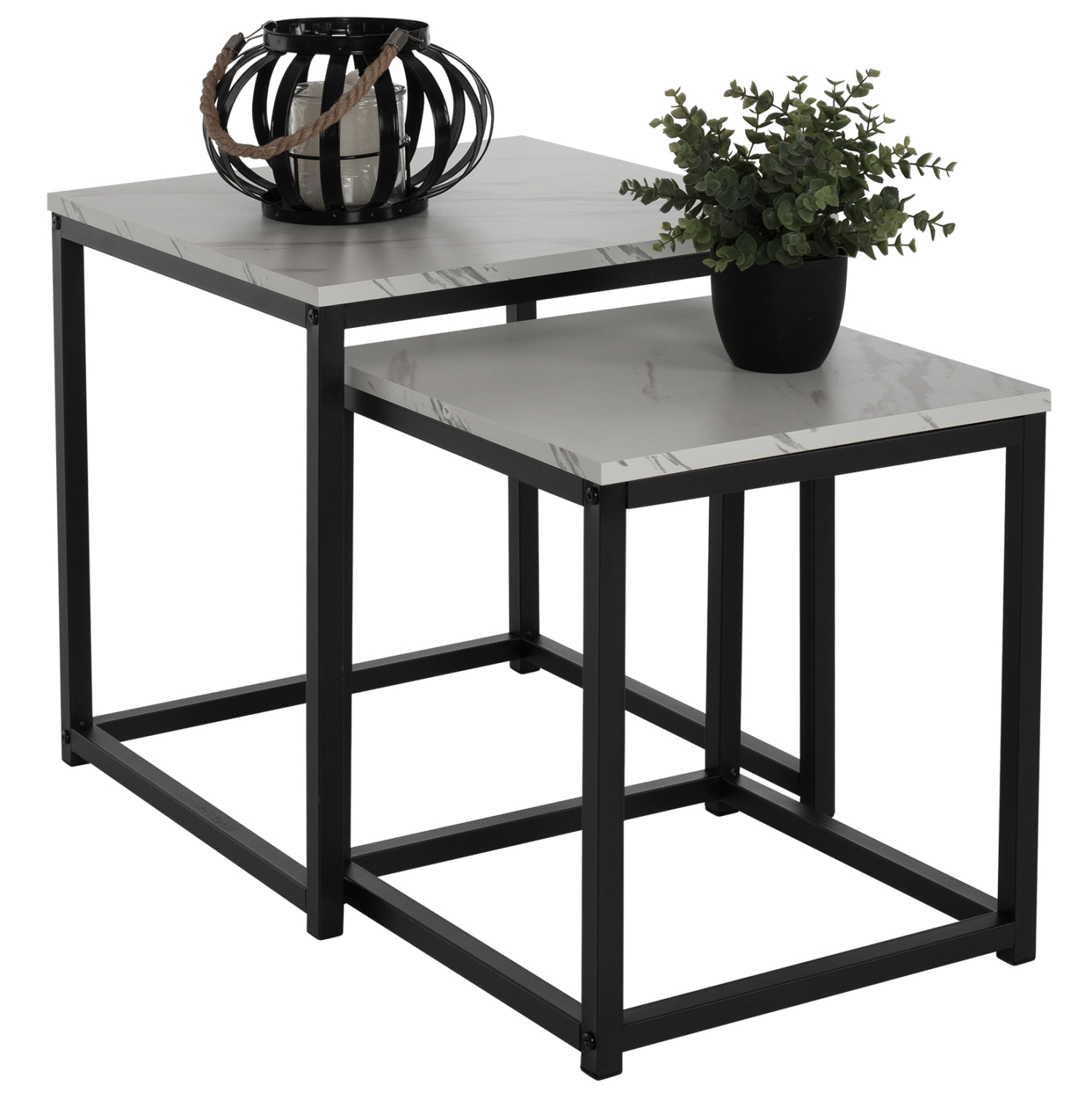 ΖΙΓΚΟΝ GRELAY 2 ΤΕΜ MDF ΟΨΗ ΜΑΡΜΑΡΟΥ &amp; ΜΕΤΑΛΛΟ HM8762.12 45Χ45Χ50εκ. &amp; 37Χ37Χ43 εκ. 1