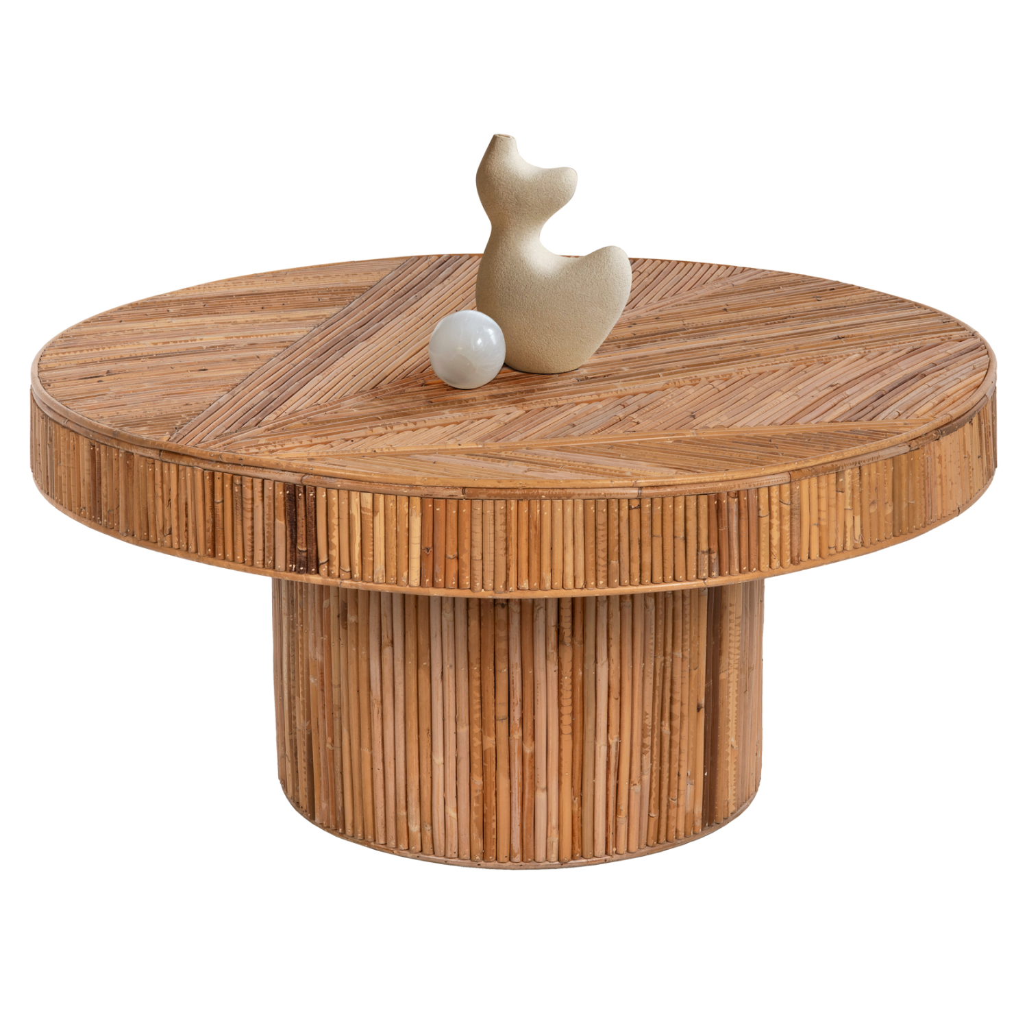 ΤΡΑΠΕΖΙ ΣΑΛΟΝΙΟΥ GATSBY ΣΤΡΟΓΓΥΛΟ HM9651 RATTAN ΧΡΩΜΑ ΦΥΣΙΚΟ Φ100x50Y εκ. 1