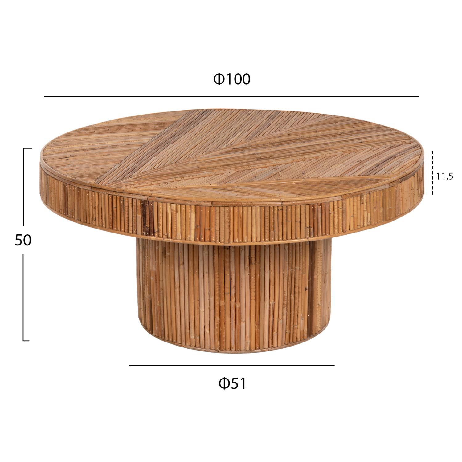 ΤΡΑΠΕΖΙ ΣΑΛΟΝΙΟΥ GATSBY ΣΤΡΟΓΓΥΛΟ HM9651 RATTAN ΧΡΩΜΑ ΦΥΣΙΚΟ Φ100x50Y εκ. 2