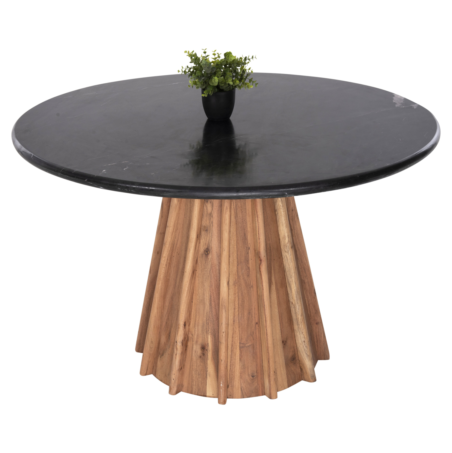 ΤΡΑΠΕΖΙ ΤΡΑΠΕΖΑΡΙΑΣ ΣΤΡΟΓΓΥΛΟ DRAXX HM9687 ΜΑΣΙΦ ΞΥΛΟ ΑΚΑΚΙΑΣ-ΕΠΙΦΑΝΕΙΑ ΜΑΥΡΟ ΜΑΡΜΑΡΟ Φ120x76Υεκ 1