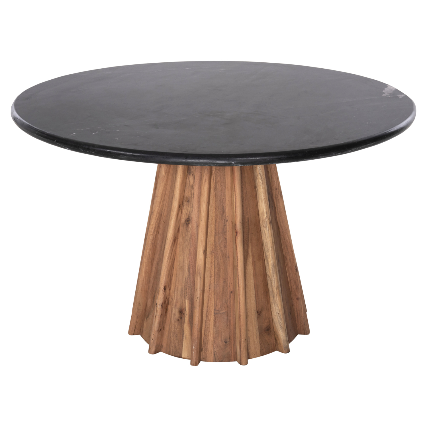 ΤΡΑΠΕΖΙ ΤΡΑΠΕΖΑΡΙΑΣ ΣΤΡΟΓΓΥΛΟ DRAXX HM9687 ΜΑΣΙΦ ΞΥΛΟ ΑΚΑΚΙΑΣ-ΕΠΙΦΑΝΕΙΑ ΜΑΥΡΟ ΜΑΡΜΑΡΟ Φ120x76Υεκ 2