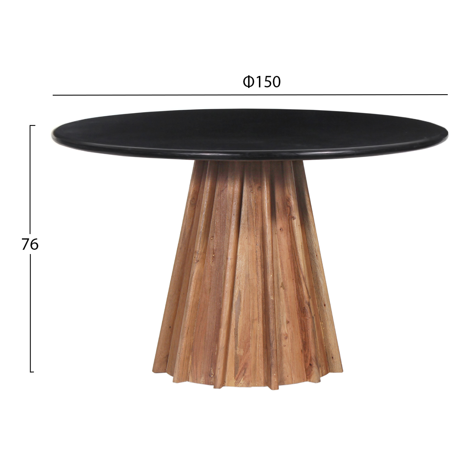 ΤΡΑΠΕΖΙ ΤΡΑΠΕΖΑΡΙΑΣ ΣΤΡΟΓΓΥΛΟ DRAXX HM9688 ΜΑΣΙΦ ΑΚΑΚΙΑ-TOP ΜΑΥΡΟ ΜΑΡΜΑΡΟ Φ150x76Υεκ 2