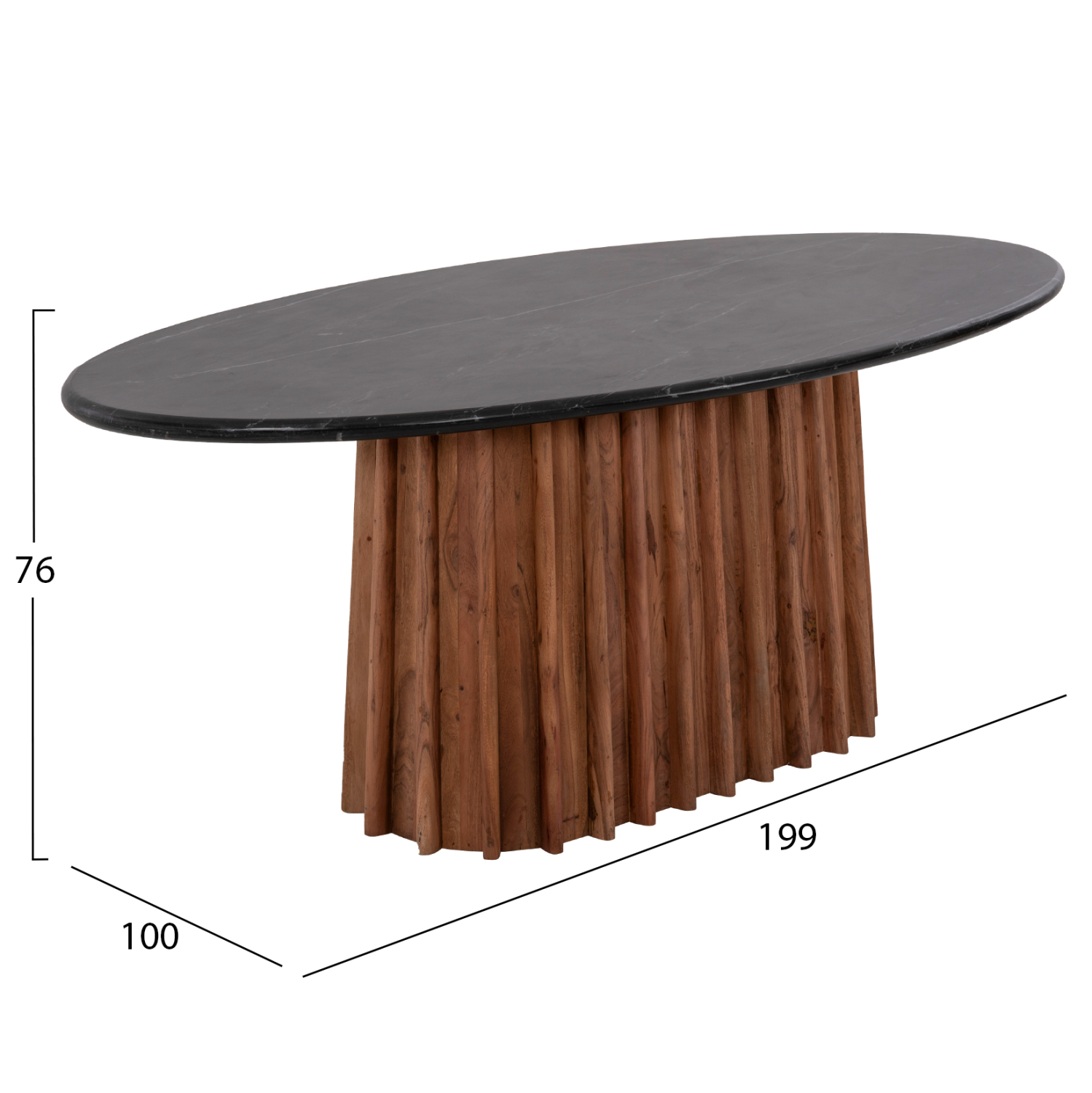 ΤΡΑΠΕΖΙ ΤΡΑΠΕΖΑΡΙΑΣ ΟΒΑΛ DRAXX HM9689 ΜΑΣΙΦ ΑΚΑΚΙΑ-ΜΑΥΡΟ ΜΑΡΜΑΡΟ 200x100x76Υεκ. 2