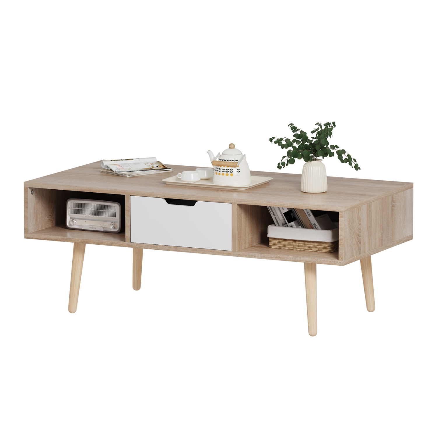 ΤΡΑΠΕΖΙ ΣΑΛΟΝΙΟΥ KRENER HM9877.04 ΜΕΛΑΜΙΝΗ ΣΟΝΑΜΑ-ΛΕΥΚΟ-ΠΟΔΙΑ ΜΑΣΙΦ ΠΕΥΚΟ 104Χ50Χ42Υ 1