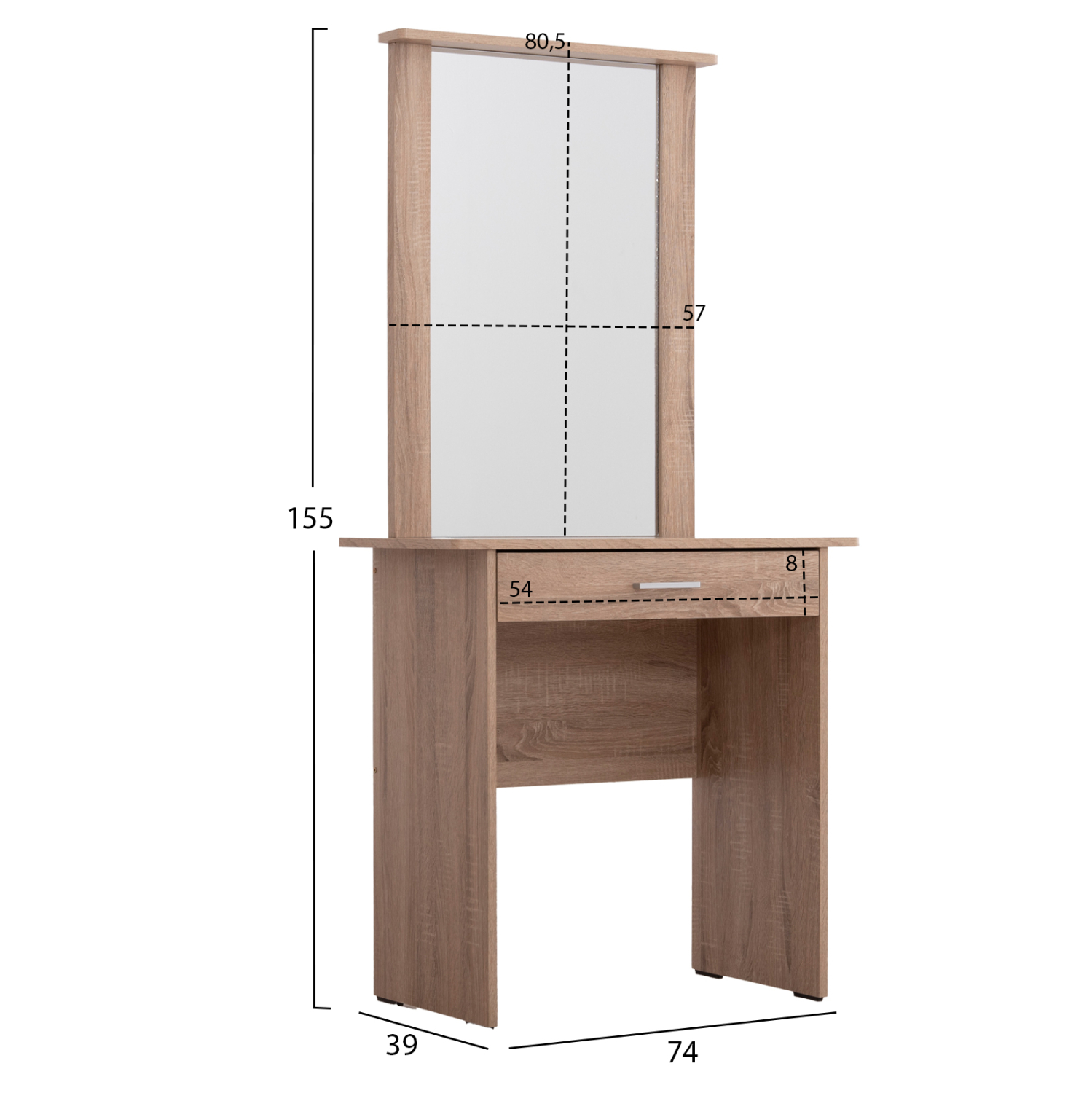 ΤΟΥΑΛΕΤΑ ΜΕ ΚΑΘΡΕΠΤΗ &amp; ΣΚΑΜΠΟ CRYSTEL HM9938.11 ΜΕΛΑΜΙΝΗ SONAMA OAK 74x39x155Υεκ. 2