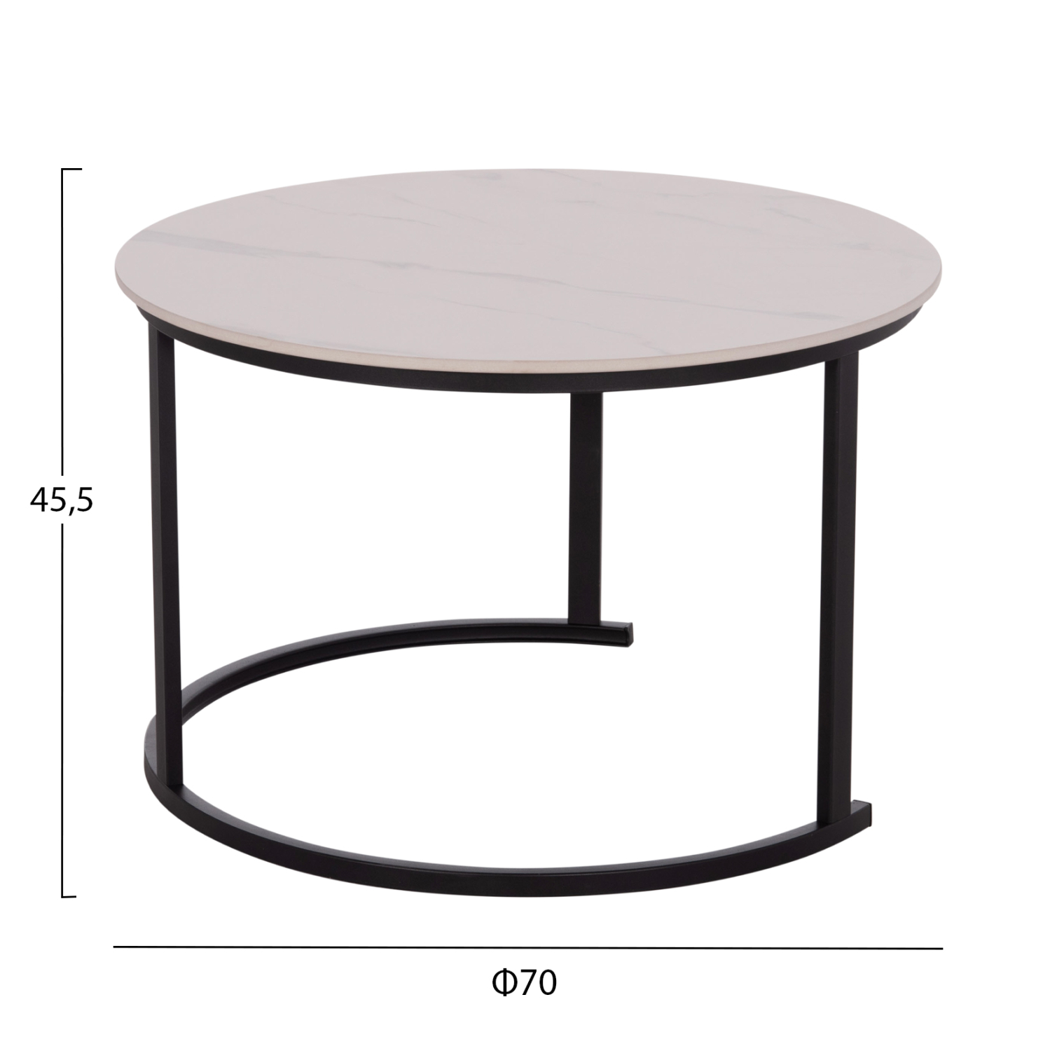 ΤΡΑΠΕΖΙA ΣΑΛΟΝΙΟΥ ΣΕΤ 2ΤΜΧ TALOS ΚΕΡΑΜΙΚΟ TOP ΜΕ ΟΨΗ ΛΕΥΚΟΥ ΜΑΡΜΑΡΟΥ HM18140.01 Φ70+Φ50 2