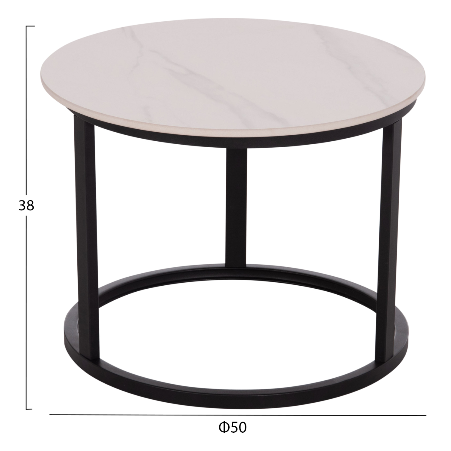 ΤΡΑΠΕΖΙA ΣΑΛΟΝΙΟΥ ΣΕΤ 2ΤΜΧ TALOS ΚΕΡΑΜΙΚΟ TOP ΜΕ ΟΨΗ ΛΕΥΚΟΥ ΜΑΡΜΑΡΟΥ HM18140.01 Φ70+Φ50 3