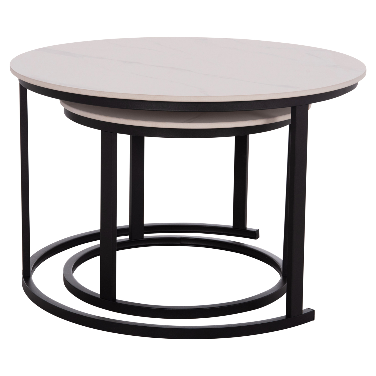 ΤΡΑΠΕΖΙA ΣΑΛΟΝΙΟΥ ΣΕΤ 2ΤΜΧ TALOS ΚΕΡΑΜΙΚΟ TOP ΜΕ ΟΨΗ ΛΕΥΚΟΥ ΜΑΡΜΑΡΟΥ HM18140.01 Φ70+Φ50 5