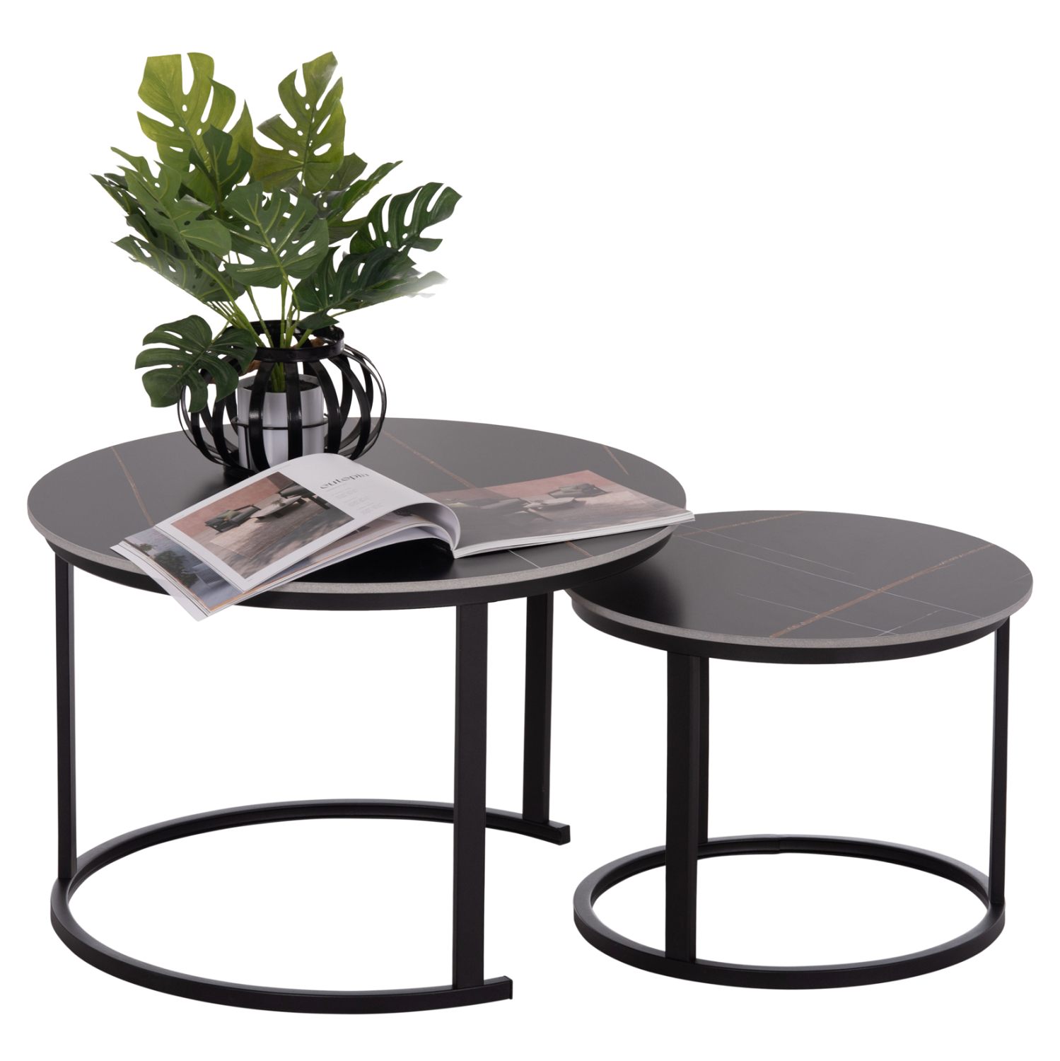 ΤΡΑΠΕΖΙ ΣΑΛΟΝΙΟΥ 2ΤΜΧ TALOS ΚΕΡΑΜΙΚΟ TOP ΜΕ ΟΨΗ ΜΑΥΡΟΥ ΜΑΡΜΑΡΟΥ HM18140.02 Φ70+Φ50 1