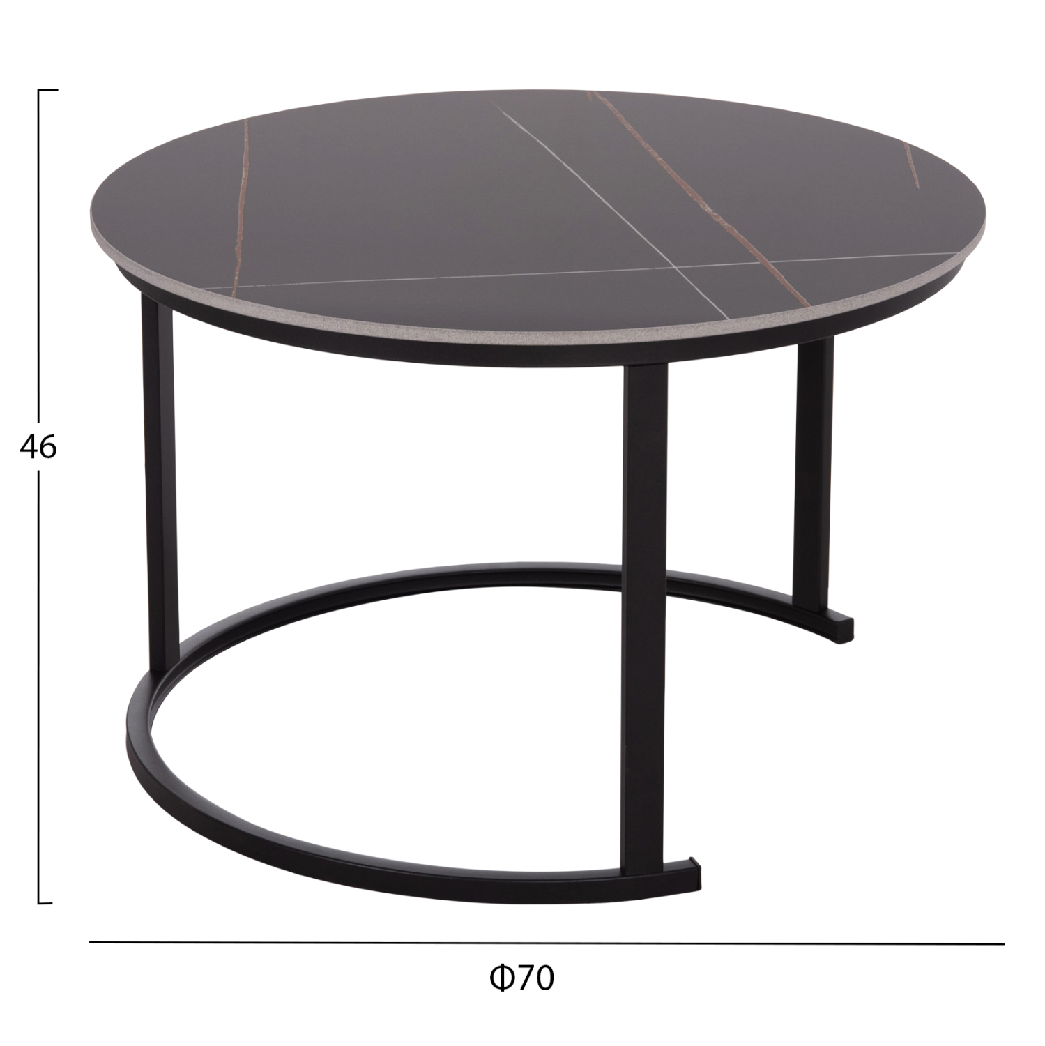 ΤΡΑΠΕΖΙ ΣΑΛΟΝΙΟΥ 2ΤΜΧ TALOS ΚΕΡΑΜΙΚΟ TOP ΜΕ ΟΨΗ ΜΑΥΡΟΥ ΜΑΡΜΑΡΟΥ HM18140.02 Φ70+Φ50 2