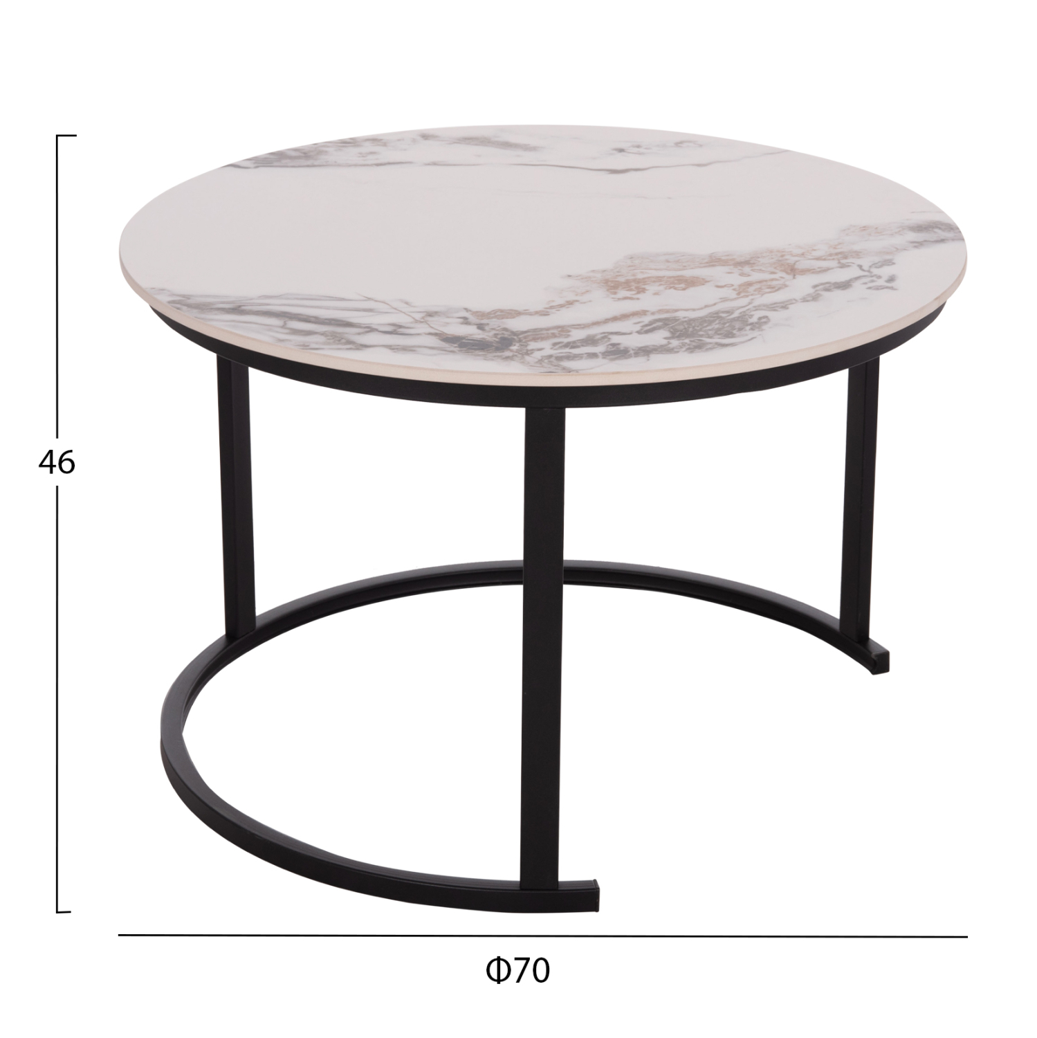 ΤΡΑΠΕΖΙ ΣΑΛΟΝΙΟΥ 2ΤΜΧ TALOS ΛΕΥΚΟ ΜΕ ΚΑΦΕ ΝΕΡΑ ΚΕΡΑΜΙΚΟ TOP HM18140.03 Φ70+Φ50 2