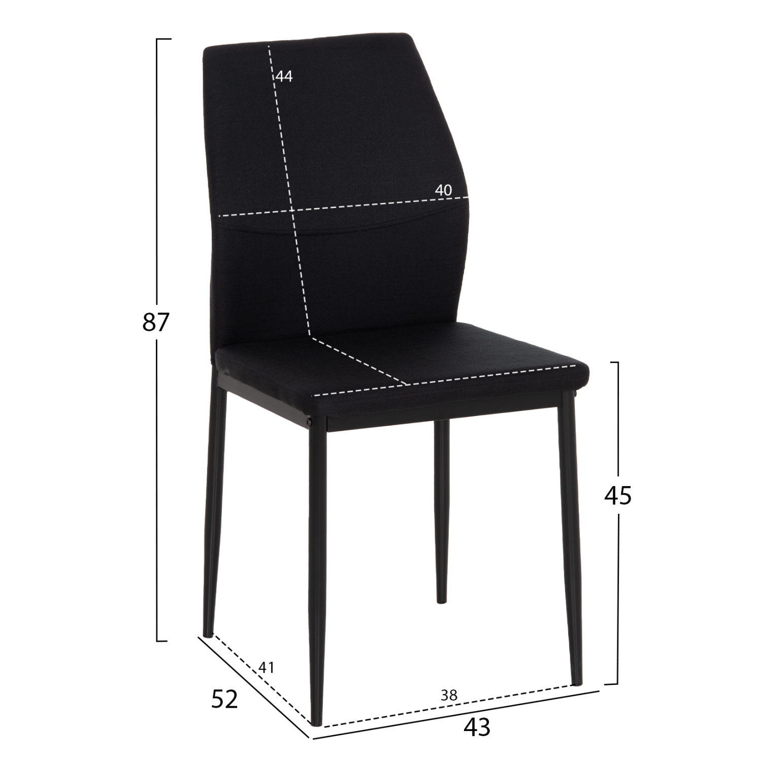 ΚΑΡΕΚΛΑ ΤΡΑΠΕΖΑΡΙΑΣ DIAZ HM18346.02 ΜΑΥΡΟ ΥΦΑΣΜΑ &amp; ΜΕΤΑΛΛΙΚΑ ΠΟΔΙΑ 43x52x87Υεκ. 2