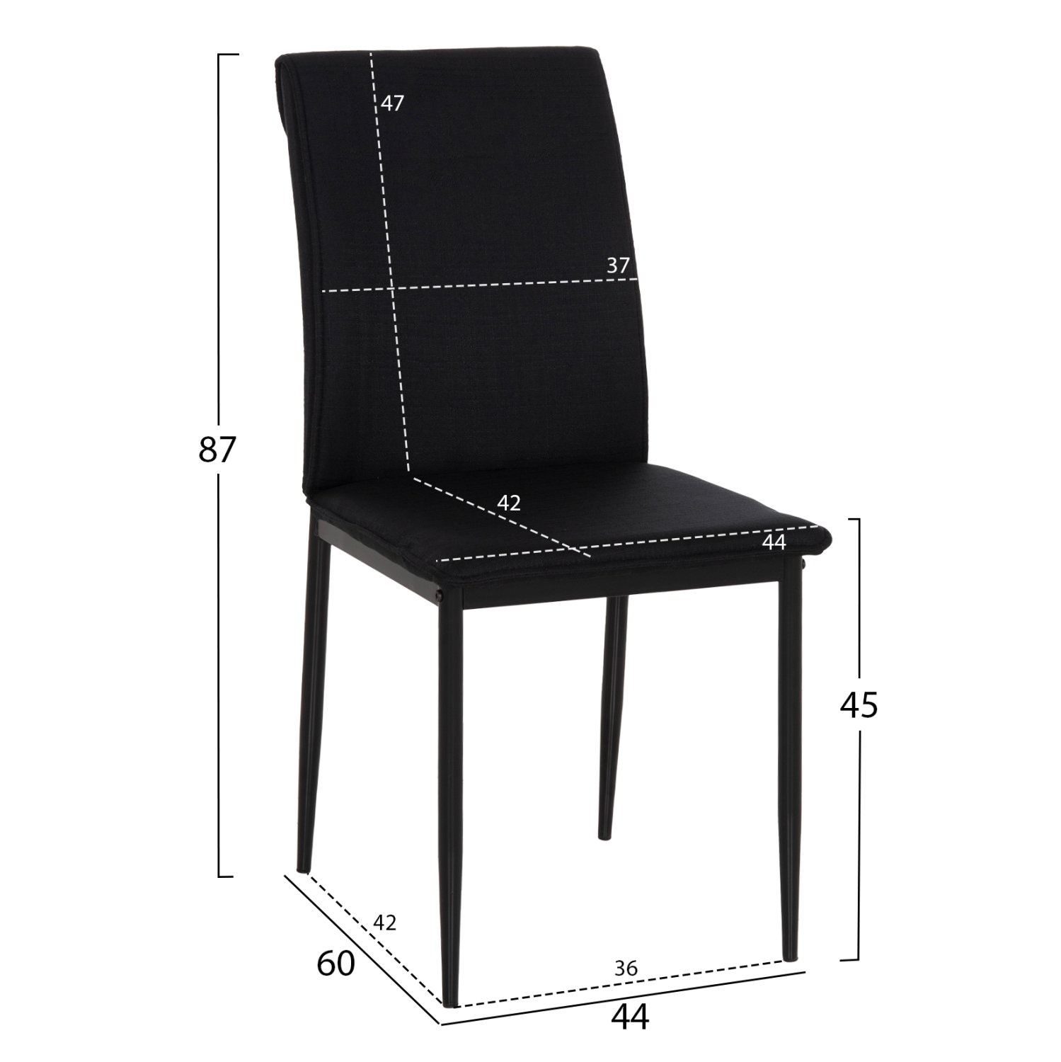 ΚΑΡΕΚΛΑ ΤΡΑΠΕΖΑΡΙΑΣ PERKY HM18347.02 ΜΑΥΡΟ ΥΦΑΣΜΑ &amp; ΜΕΤΑΛΛΙΚΑ ΠΟΔΙΑ 44x60x87Υεκ 2