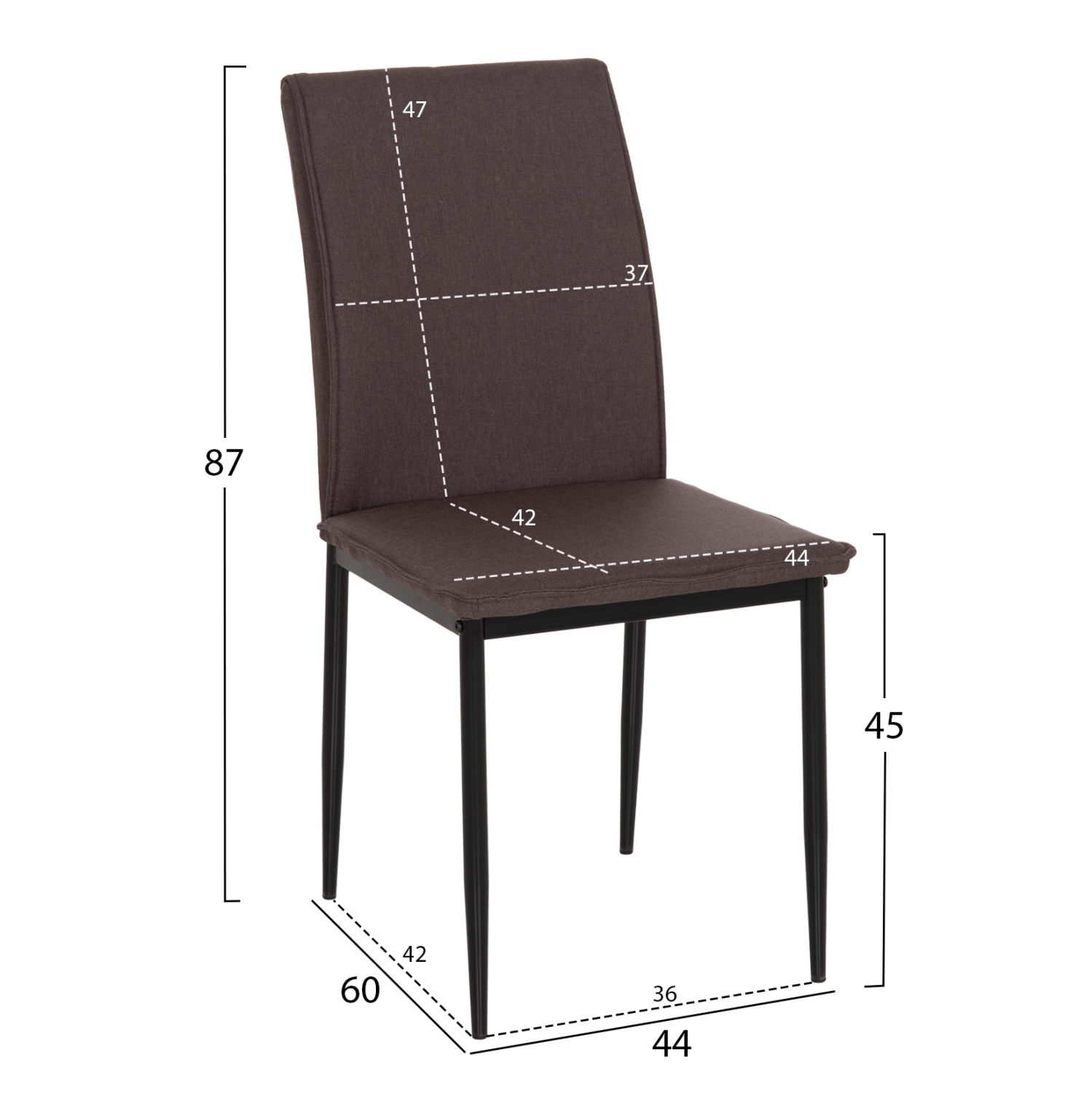 ΚΑΡΕΚΛΑ ΤΡΑΠΕΖΑΡΙΑΣ PERKY HM18347.03 ΚΑΦΕ ΥΦΑΣΜΑ-ΜΕΤΑΛ. ΠΟΔΙΑ ΜΑΥΡΑ 44x60x87Υεκ 2