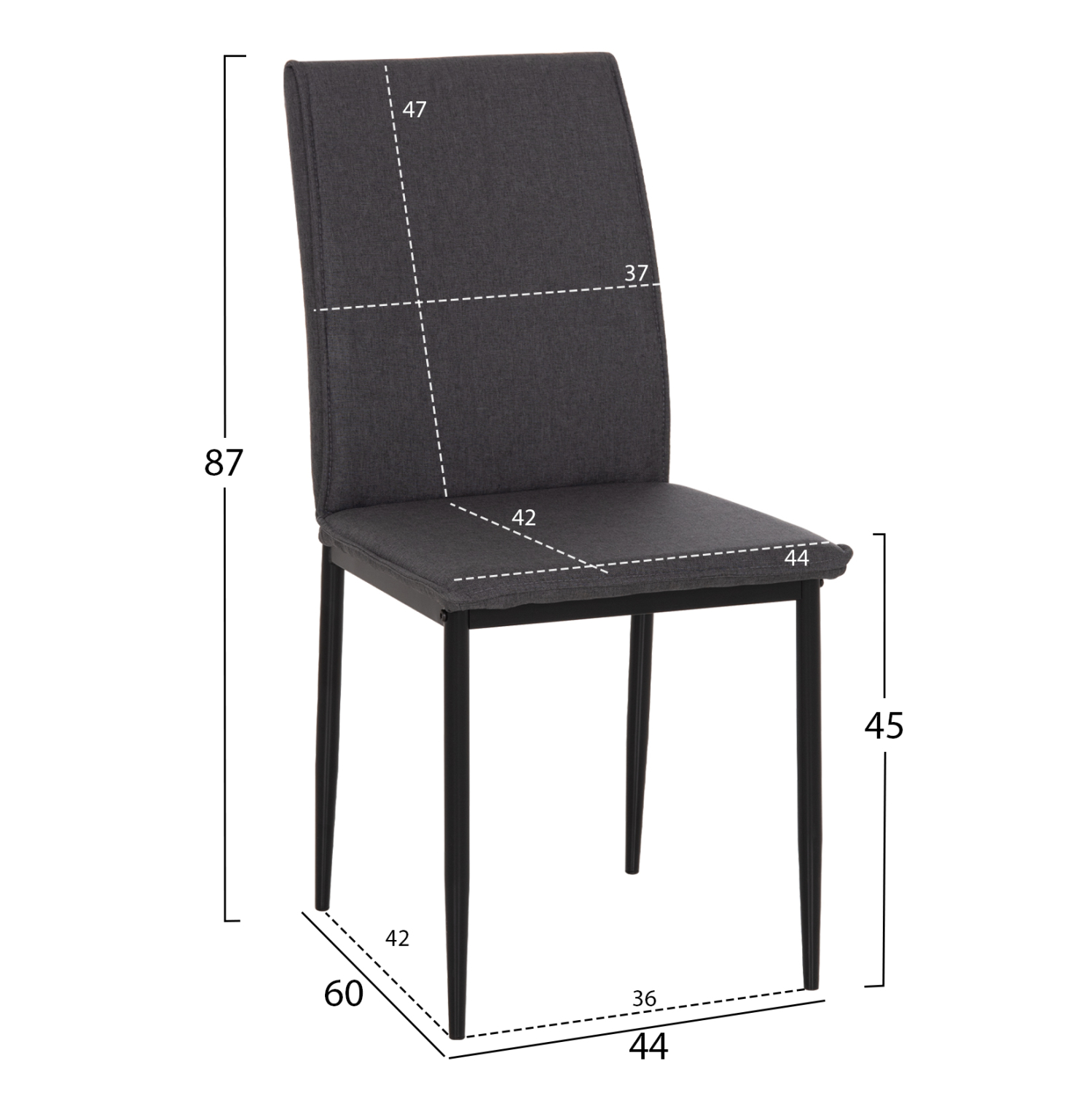 ΚΑΡΕΚΛΑ ΤΡΑΠΕΖΑΡΙΑΣ PERKY HM18347.01 ΓΚΡΙ ΥΦΑΣΜΑ-ΜΕΤΑΛ. ΠΟΔΙΑ ΜΑΥΡΑ 44x60x87Υεκ 2