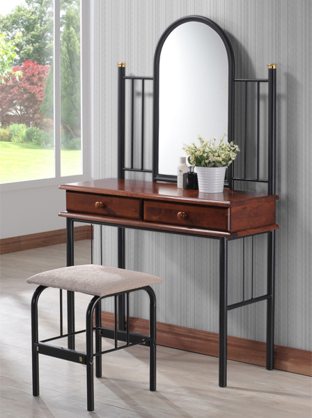 ΤΟΥΑΛΕΤΑ REVEN ΜΕ ΣΚΑΜΠΩ ΚΑΙ ΚΑΘΡΕΠΤΗ ΜΕΤΑΛΛΟ &amp; RUBBERWOOD 33x90x148Y εκ.HM308 1