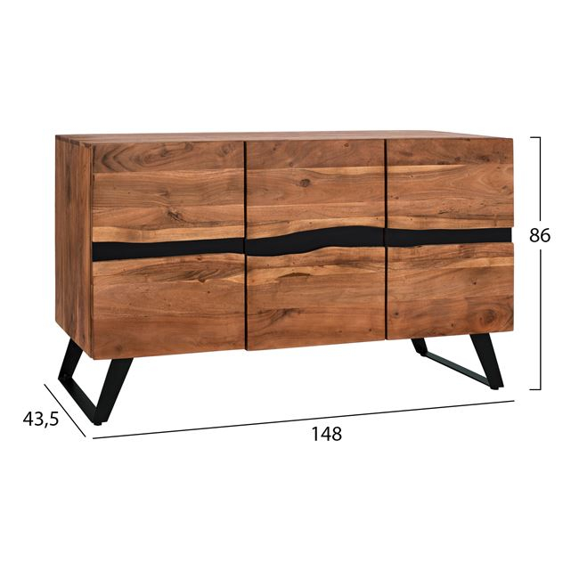 ΜΠΟΥΦΕΣ ALICIA ΑΠΟ ΜΑΣΙΦ ΞΥΛΟ ΑΚΑΚΙΑΣ ΦΥΣΙΚΟ 148Χ43,5Χ86Υεκ.HM8173 2