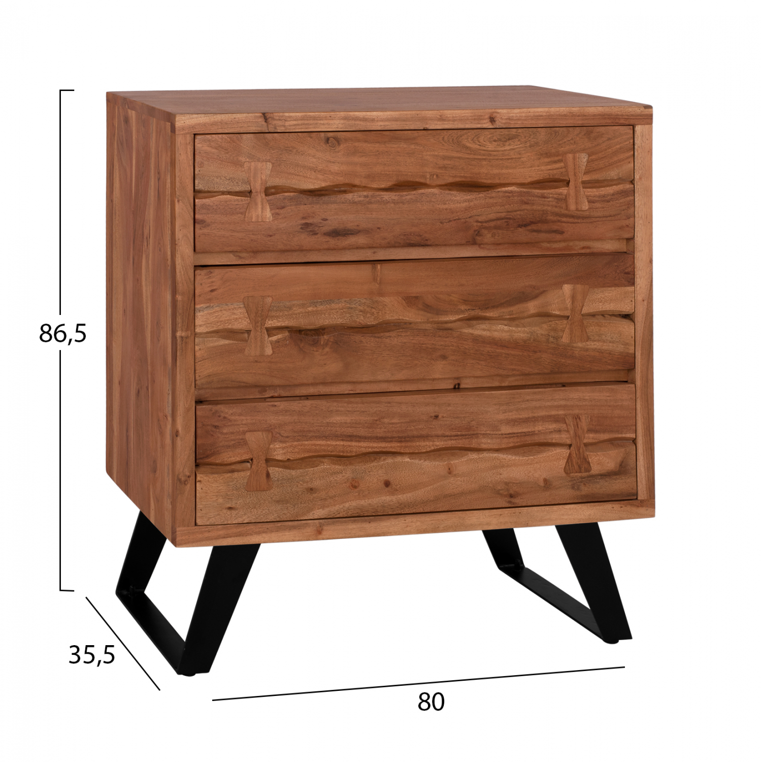 ΣΥΡΤΑΡΙΕΡΑ FANSI 3ΣΥΡΤΑΡΙΑ ΑΠΟ ΜΑΣΙΦ ΞΥΛΟ ΑΚΑΚΙΑΣ 80Χ35,5Χ86,5Υεκ. HM8474 2