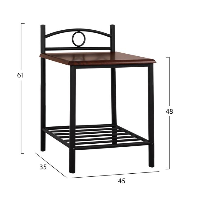 ΚΟΜΟΔΙΝΟ REVEN HM387 ΑΠΟ ΜΕΤΑΛΛΟ ΚΑΙ ΞΥΛΟ RUBBERWOOD 45x35x48-61Y εκ. 2