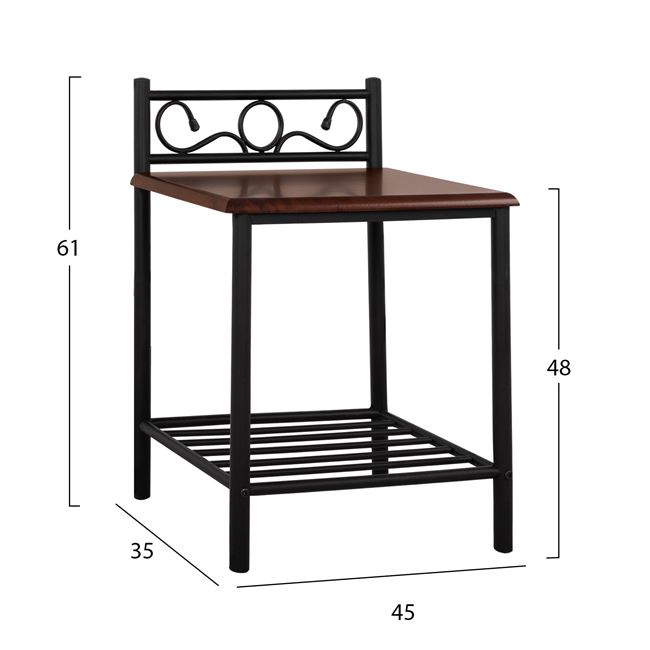 ΚΟΜΟΔΙΝΟ SUZIE HM388 ΑΠΟ ΜΕΤΑΛΛΟ ΚΑΙ ΞΥΛΟ 45x35x48-61Y εκ. 2