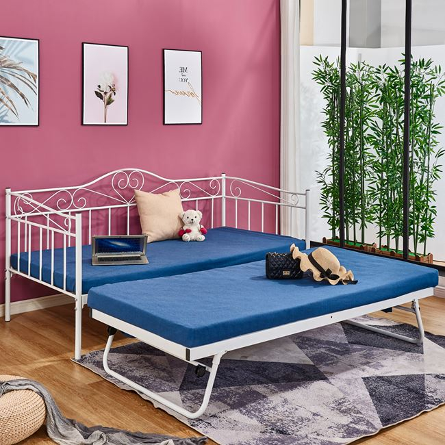 ΚΑΝΑΠΕΣ ΚΡΕΒΑΤΙ MAEKO 190Χ90 ΛΕΥΚΟΣ+ΕΠΕΚΤ/ΜΕΝΟ ΒΟΗΘΗΤΙΚΟ ΚΡΕΒΑΤΙ 85Χ185 HM571.02 2