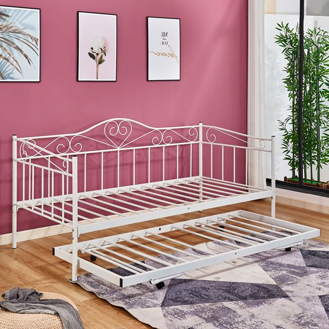 ΚΑΝΑΠΕΣ ΚΡΕΒΑΤΙ MAEKO 190Χ90 ΛΕΥΚΟΣ+ΕΠΕΚΤ/ΜΕΝΟ ΒΟΗΘΗΤΙΚΟ ΚΡΕΒΑΤΙ 85Χ185 HM571.02 3