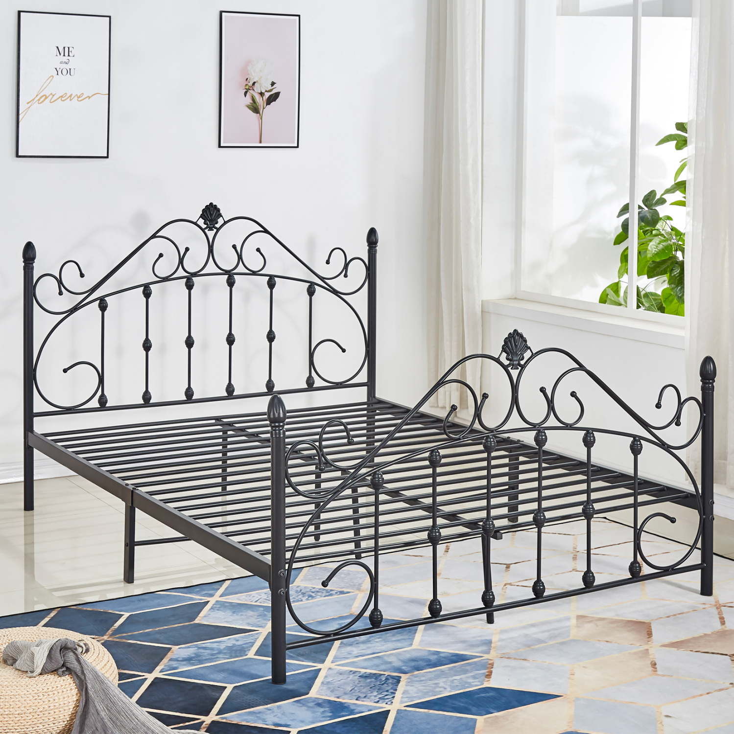 ΚΡΕΒΑΤΙ ΜΕΤΑΛΛΙΚΟ MADEN 150x200 εκ. ΜΑΥΡΟ ΧΡΩΜΑ HM576.01 2