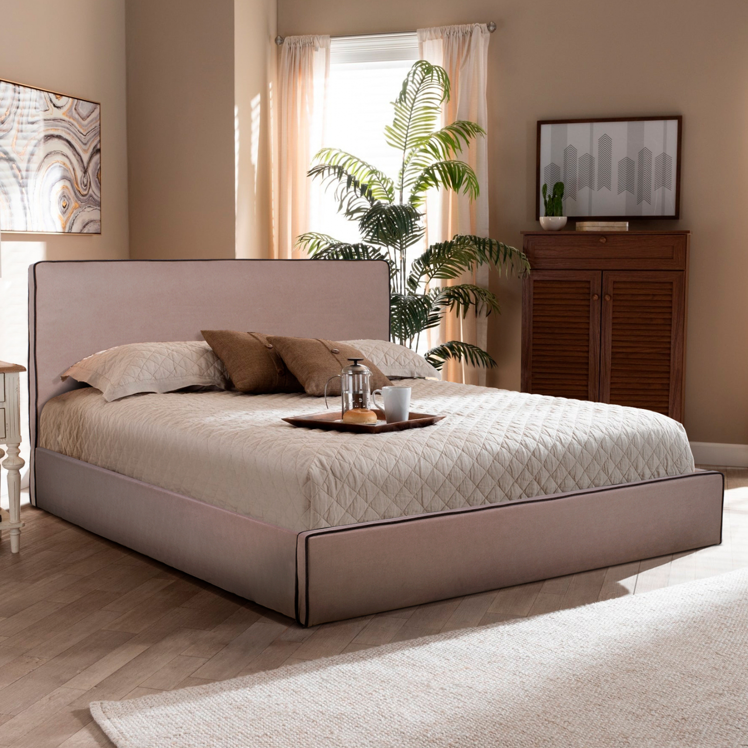 ΚΡΕΒΑΤΙ ALLIE HM584.02 160x200 εκ. ΜΕ ΑΠΟΘΗΚΕΥΤΙΚΟ ΧΩΡΟ ΜΠΕΖ ΥΦΑΣΜΑ 2