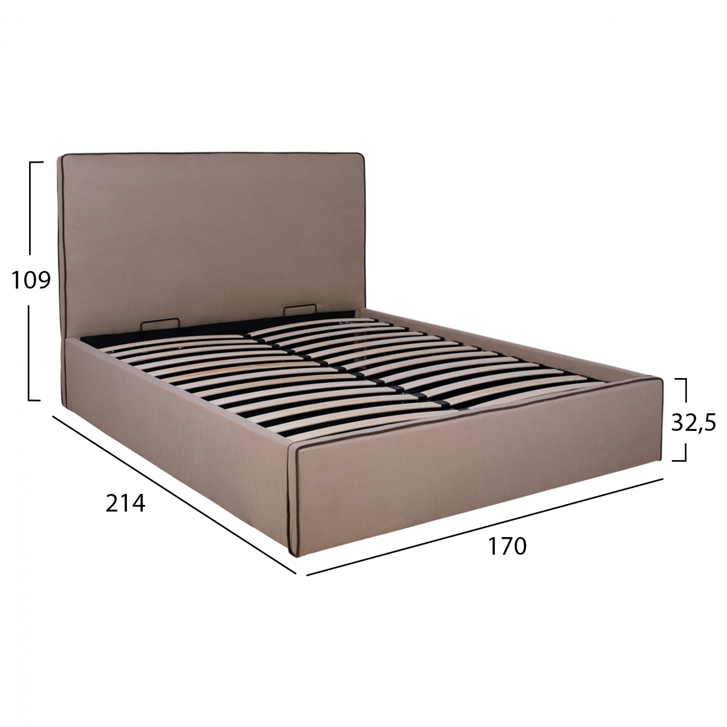 ΚΡΕΒΑΤΙ ALLIE HM584.02 160x200 εκ. ΜΕ ΑΠΟΘΗΚΕΥΤΙΚΟ ΧΩΡΟ ΜΠΕΖ ΥΦΑΣΜΑ 3