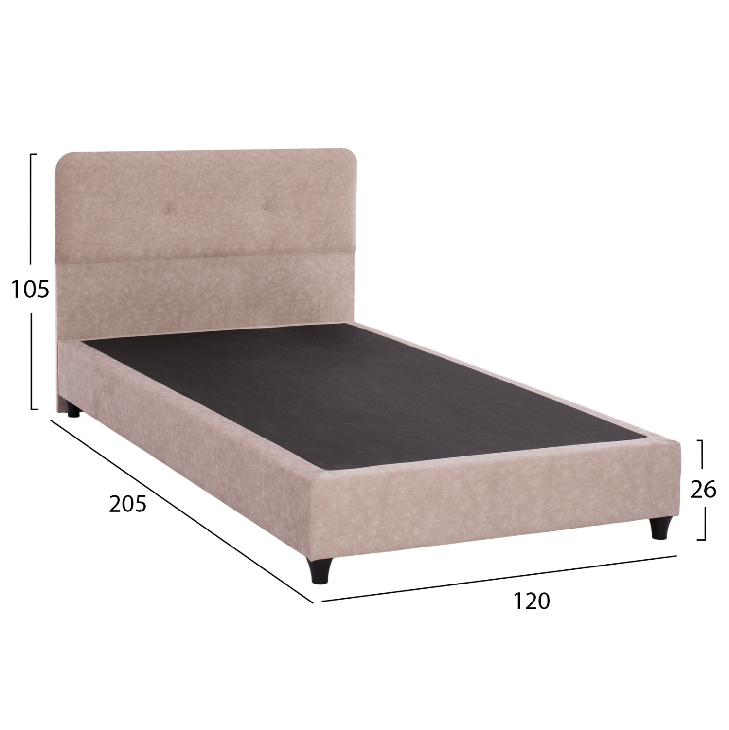 ΚΡΕΒΑΤΙ HM648.22 DOLORES, ΜΠΕΖ ΥΦΑΣΜΑ τ.NUBUCK, 120x200 εκ. 3