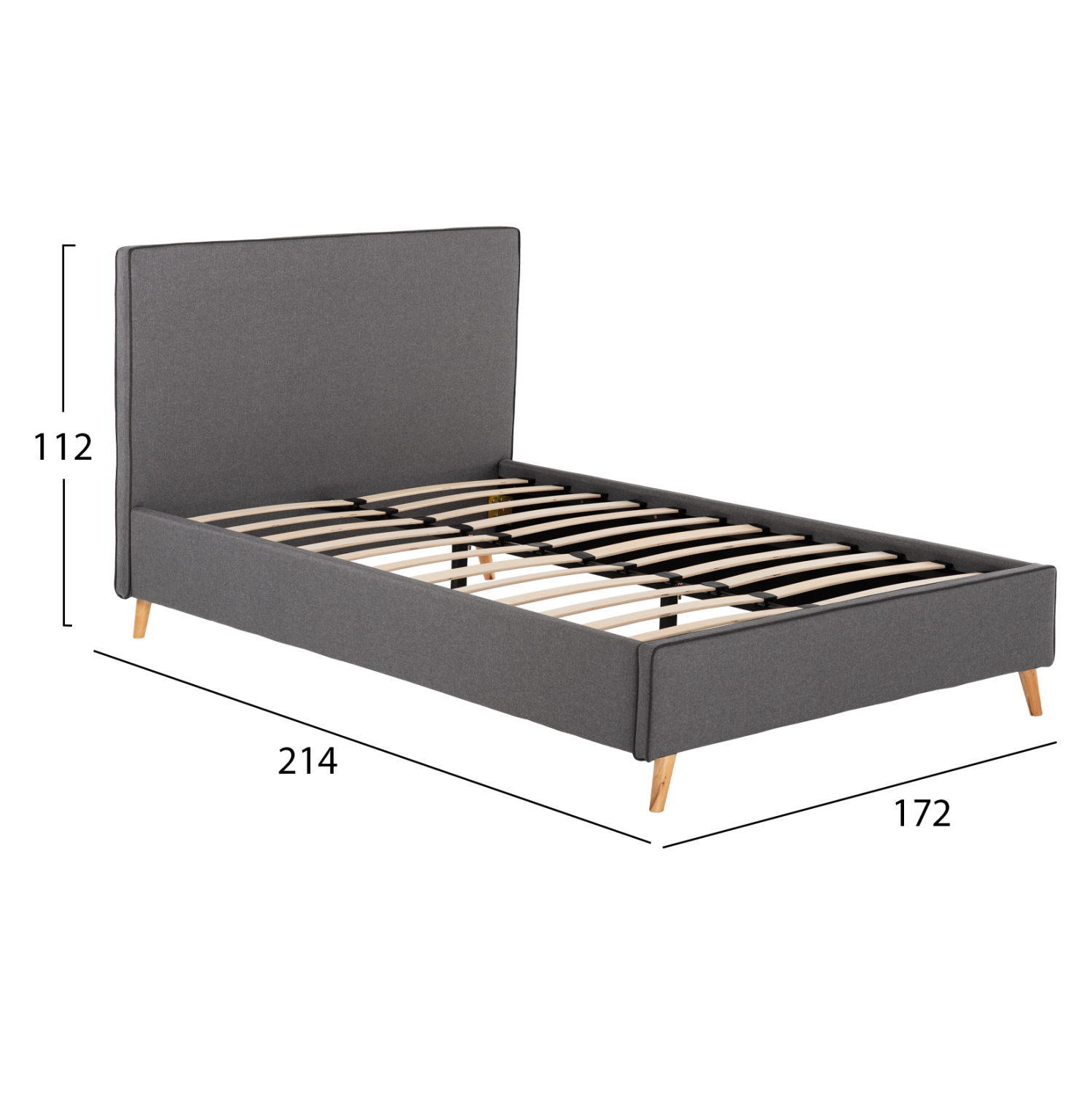 ΚΡΕΒΑΤΙ INDRA ΑΠΟ ΓΚΡΙ ΥΦΑΣΜΑ &amp; ΣΚ. ΓΚΡΙ ΡΕΛΙ HM662.01 ΓΙΑ ΣΤΡΩΜΑ 160x200 EK. 3