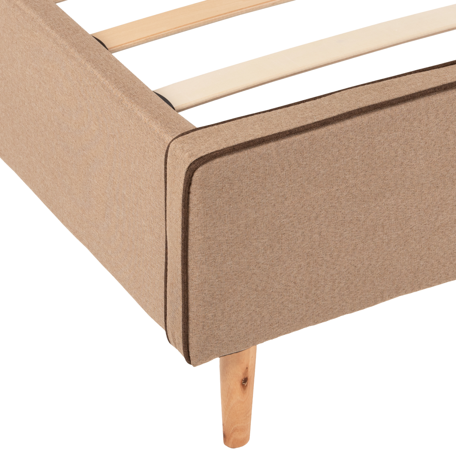 ΚΡΕΒΑΤΙ INDRA ΑΠΟ ΜΠΕΖ ΥΦΑΣΜΑ &amp; ΚΑΦΕ ΡΕΛΙ HM662.02 ΓΙΑ ΣΤΡΩΜΑ 160x200 EK. 7