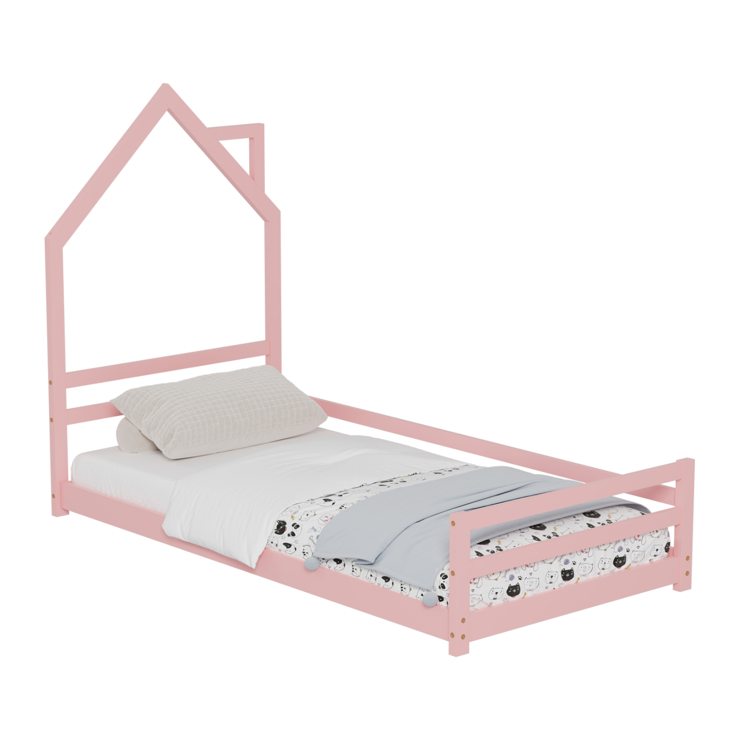 ΚΡΕΒΑΤΙ ΠΑΙΔΙΚΟ HOUSER HM676.06 τ.MONTESSORI ΞΥΛΟ ΠΕΥΚΟ ΡΟΖ- 190x90εκ 1