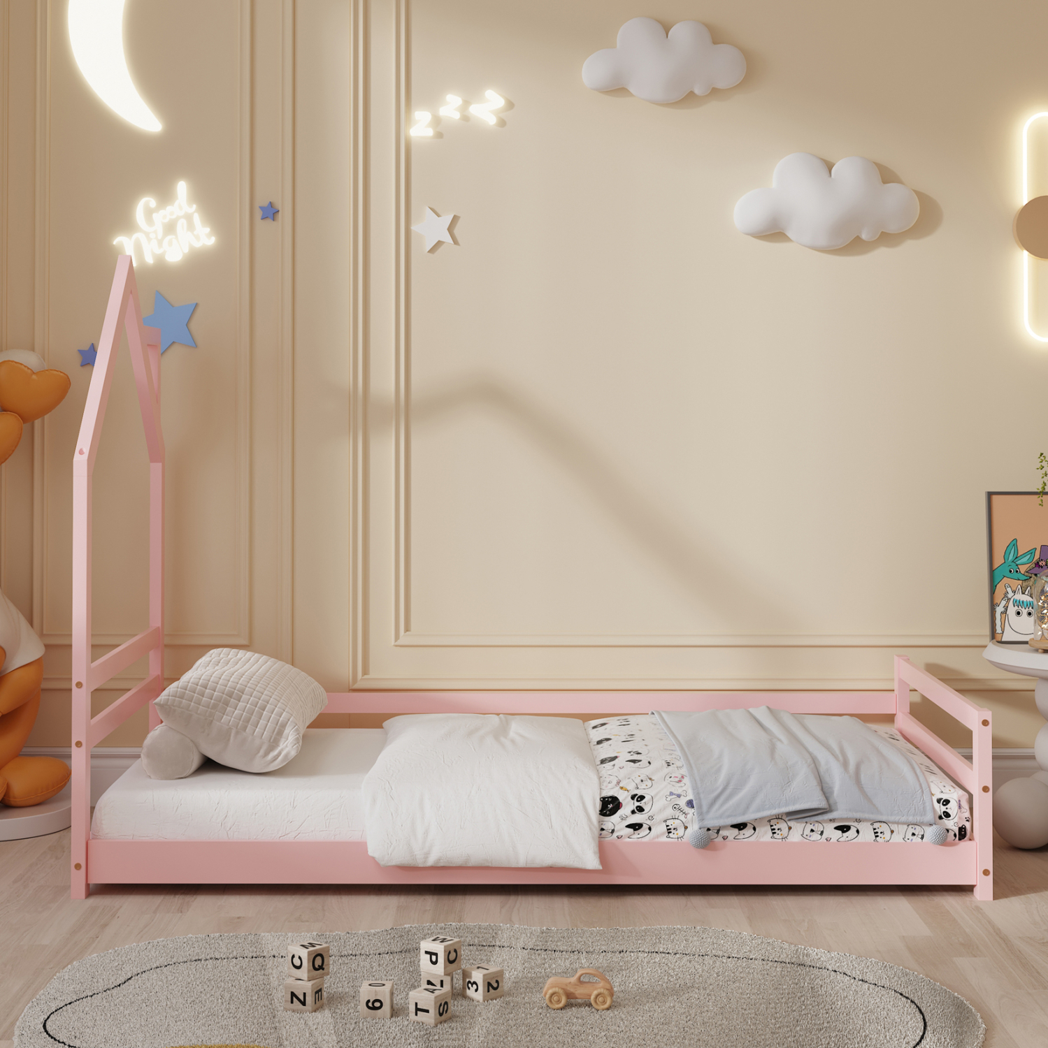 ΚΡΕΒΑΤΙ ΠΑΙΔΙΚΟ HOUSER HM676.06 τ.MONTESSORI ΞΥΛΟ ΠΕΥΚΟ ΡΟΖ- 190x90εκ 4