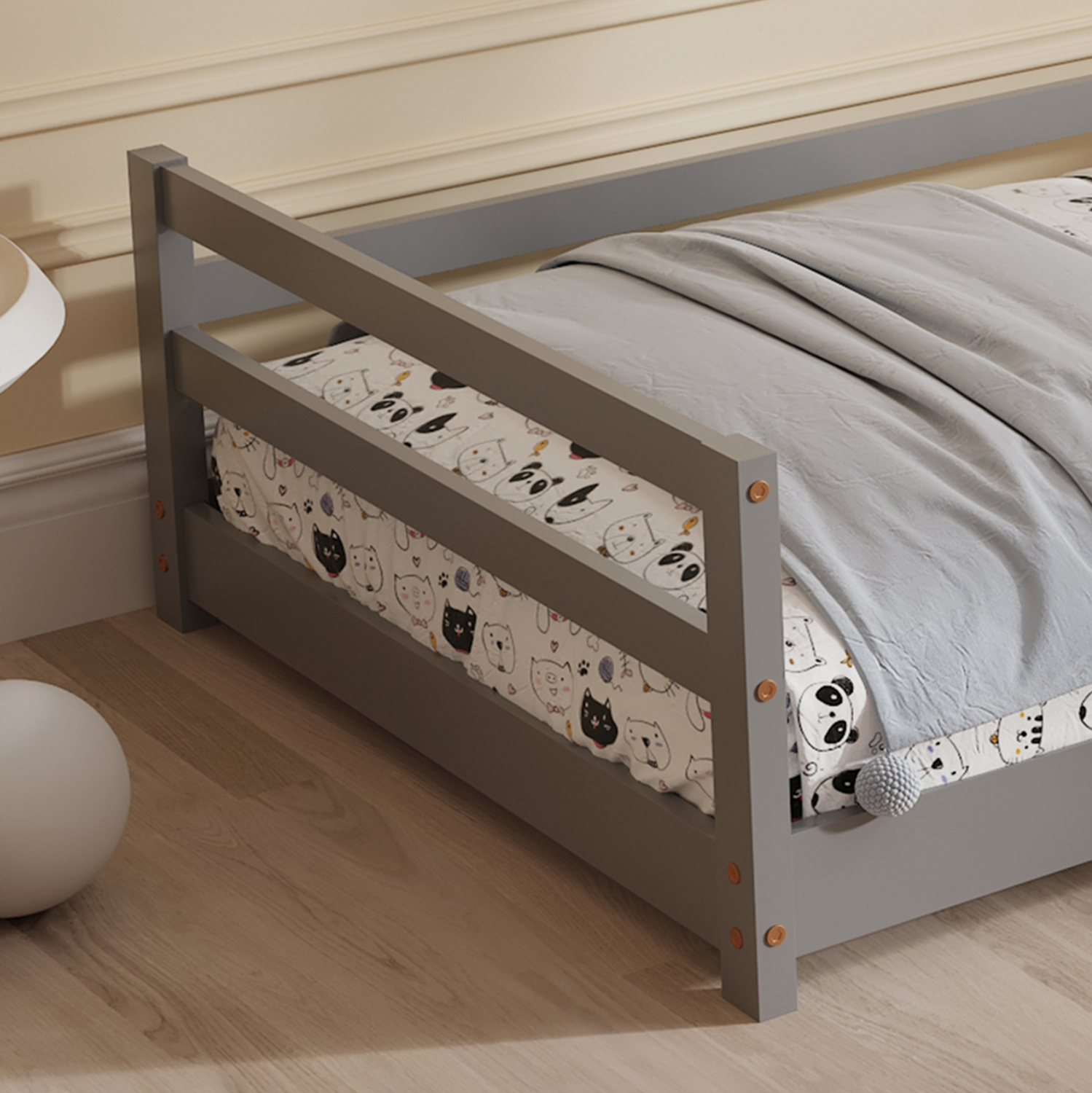 ΚΡΕΒΑΤΙ ΠΑΙΔΙΚΟ HOUSER HM676.05 τ.MONTESSORI ΞΥΛΟ ΠΕΥΚΟ ΓΚΡΙ- 190x90εκ 7