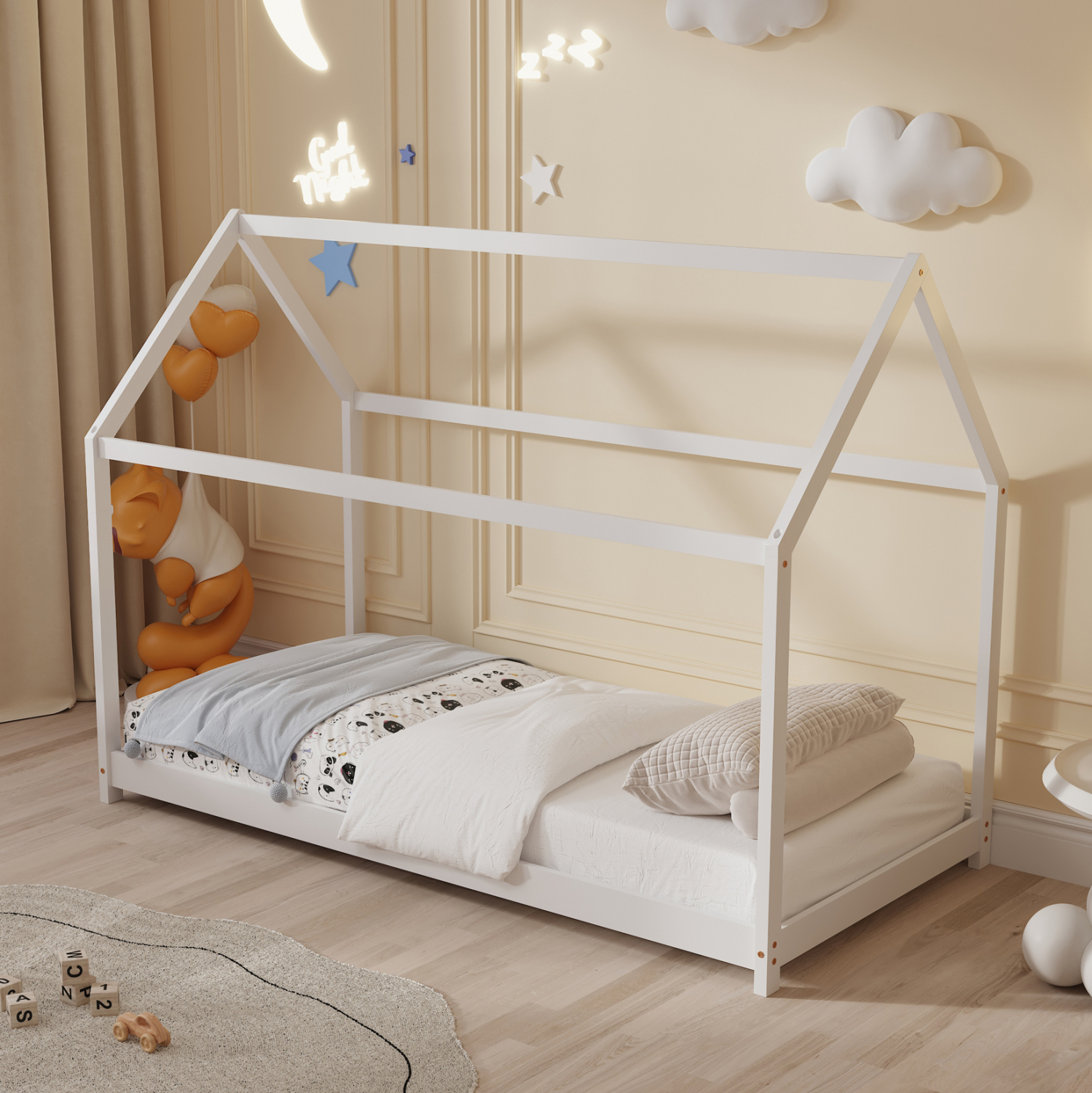 ΚΡΕΒΑΤΙ ΠΑΙΔΙΚΟ PEPE HM677.03 τ.MONTESSORI ΞΥΛΟ ΠΕΥΚΟ ΛΕΥΚΟ- 190x90εκ 2
