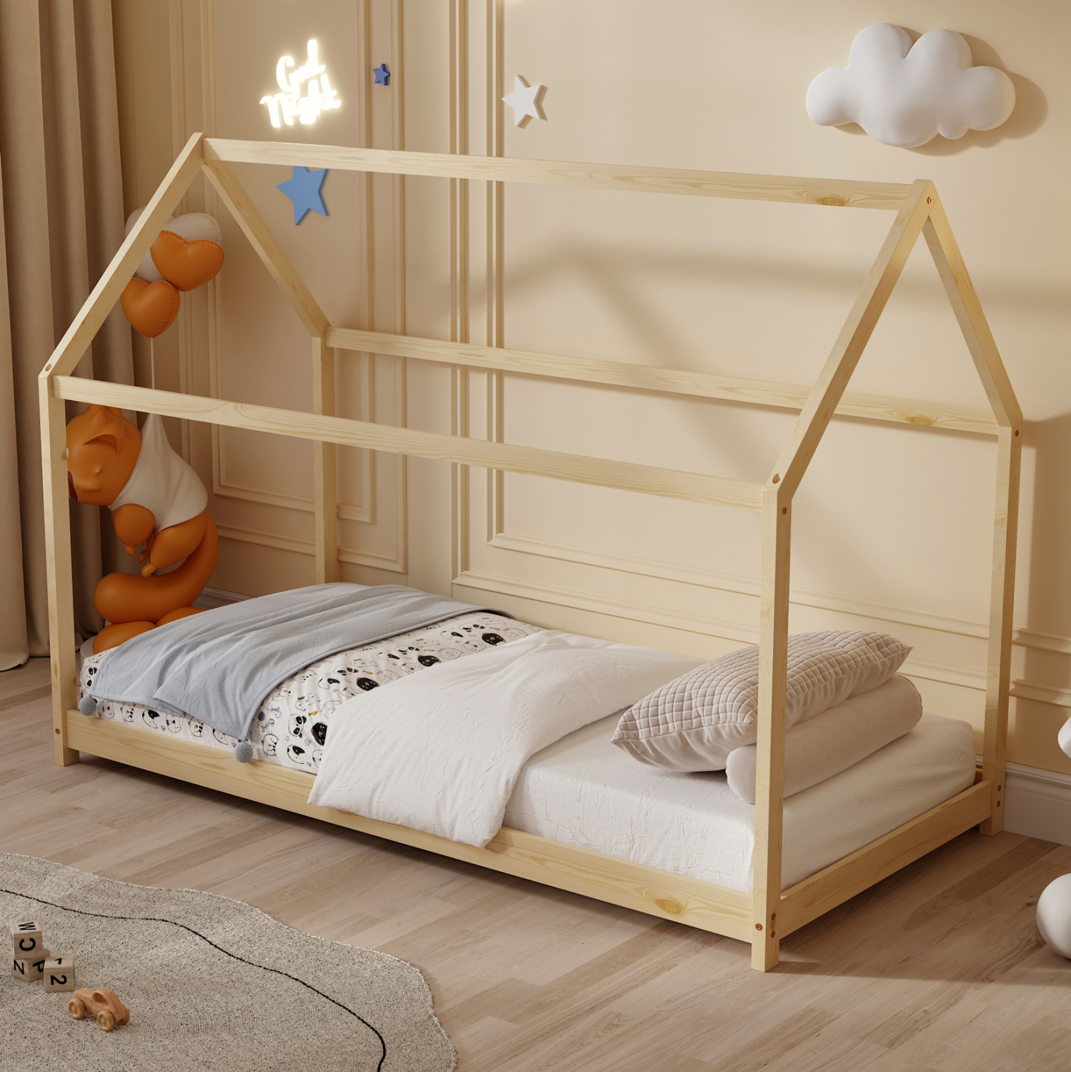 ΚΡΕΒΑΤΙ ΠΑΙΔΙΚΟ PEPE HM677.01 τ.MONTESSORI ΞΥΛΟ ΠΕΥΚΟ ΦΥΣΙΚΟ- 190x90εκ 2