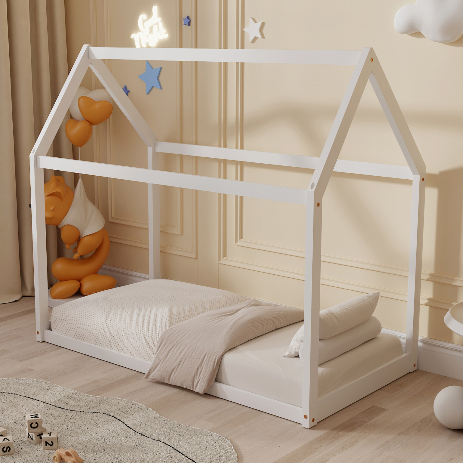 ΚΡΕΒΑΤΙ ΠΑΙΔΙΚΟ PEPE HM678.03 τ.MONTESSORI ΞΥΛΟ ΠΕΥΚΟ ΛΕΥΚΟ- 140x70εκ 2